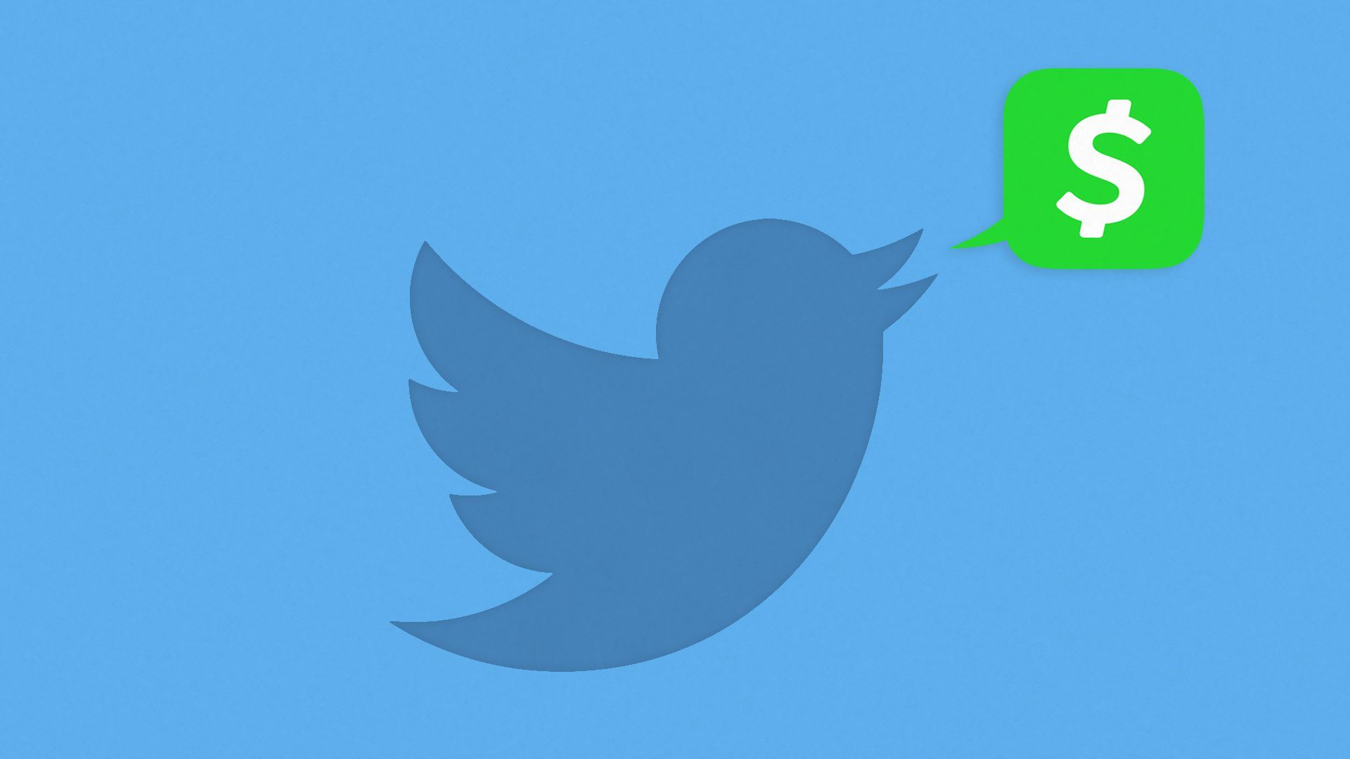 Twitter logo with speech bubble of Cash App logo