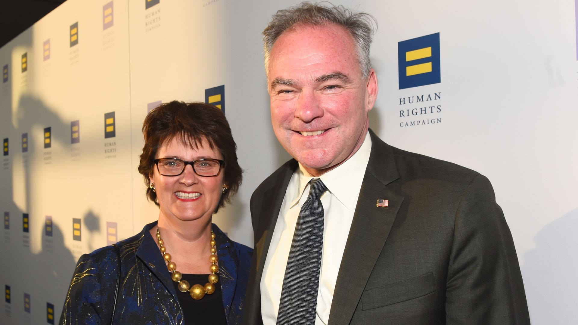 Sen. Tim Kaine and his wife Anne Holton at The Human Rights Campaign gala dinner