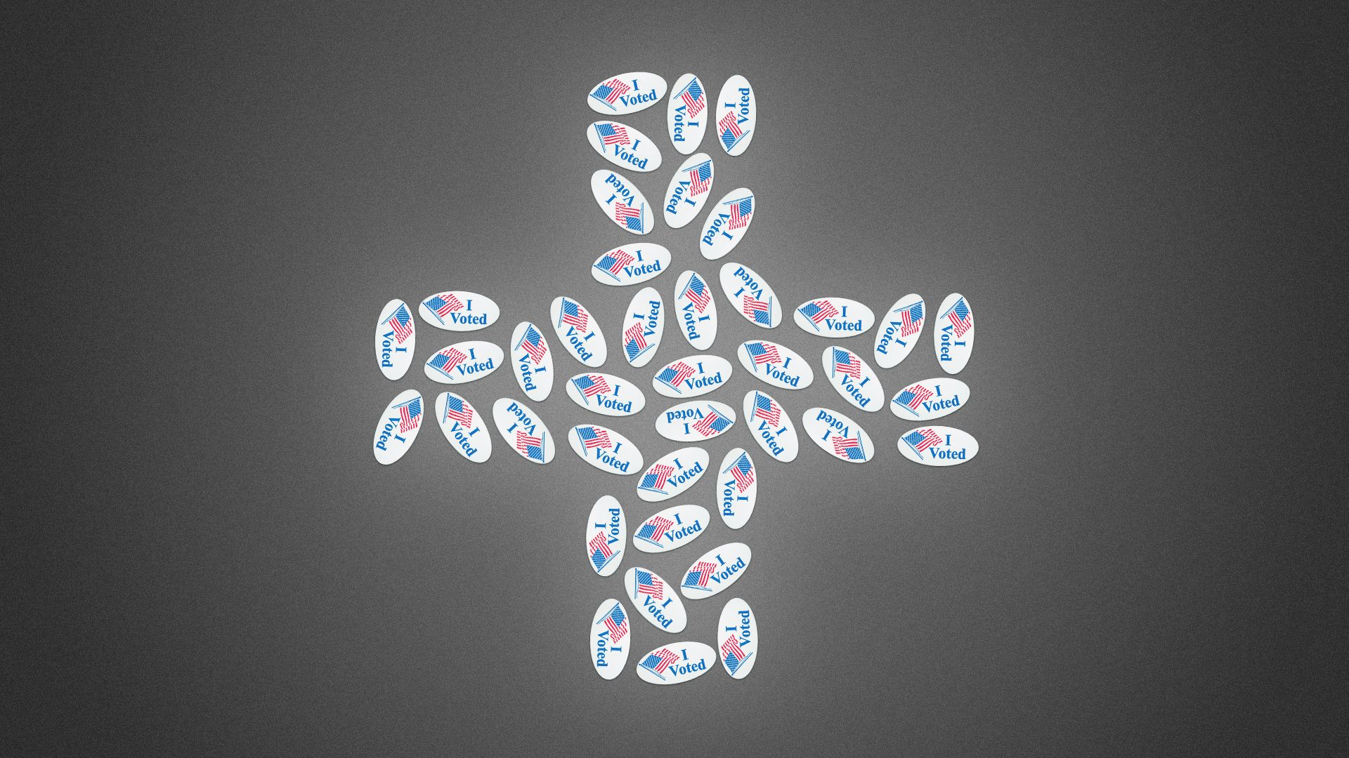 Illustration of a health plus made from "I Voted" stickers. 