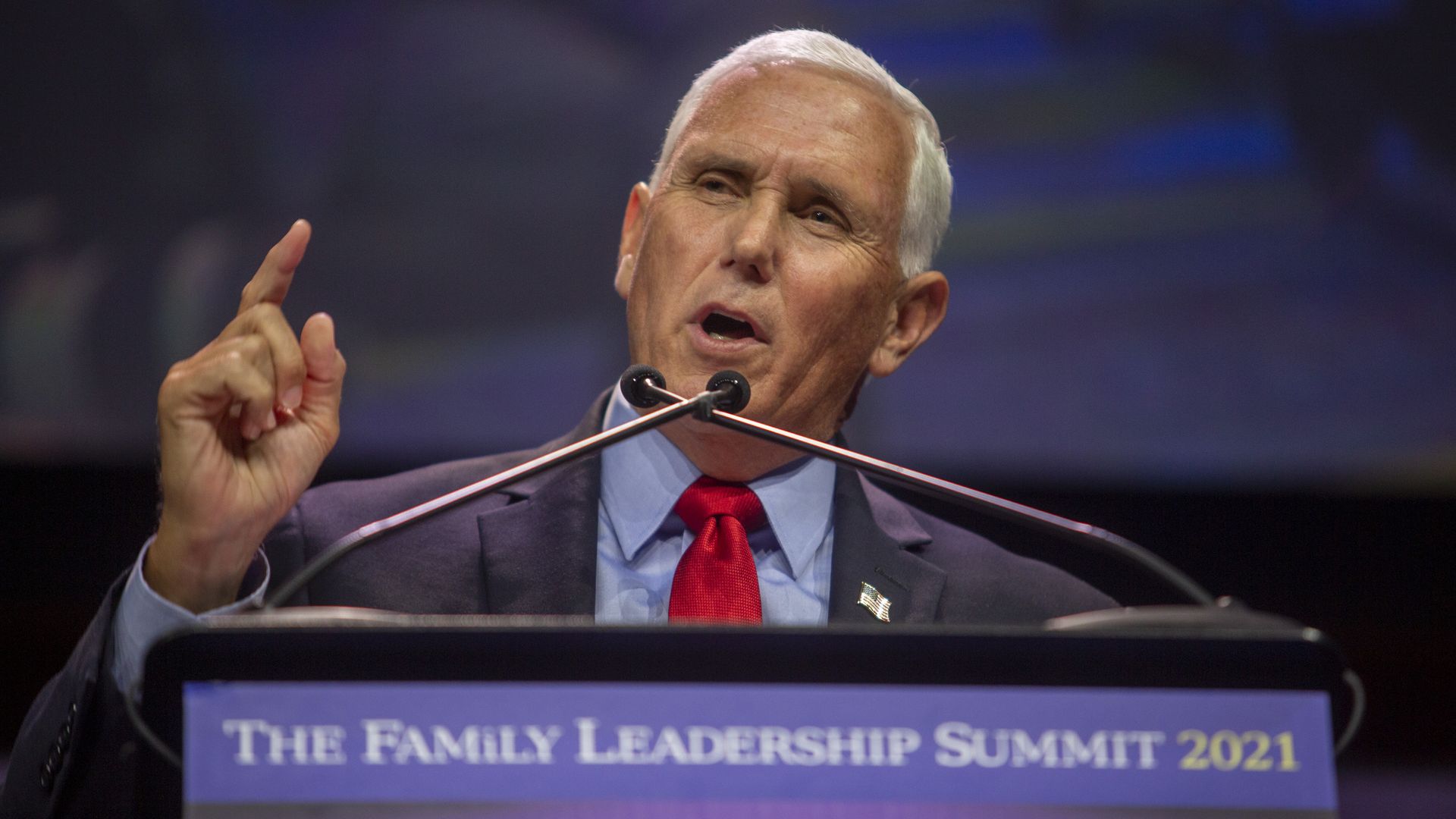  Former U.S. Vice President Mike Pence speaks during the FAMiLY Leader summit in Des Moines, Iowa, U.S., on Friday, July 16