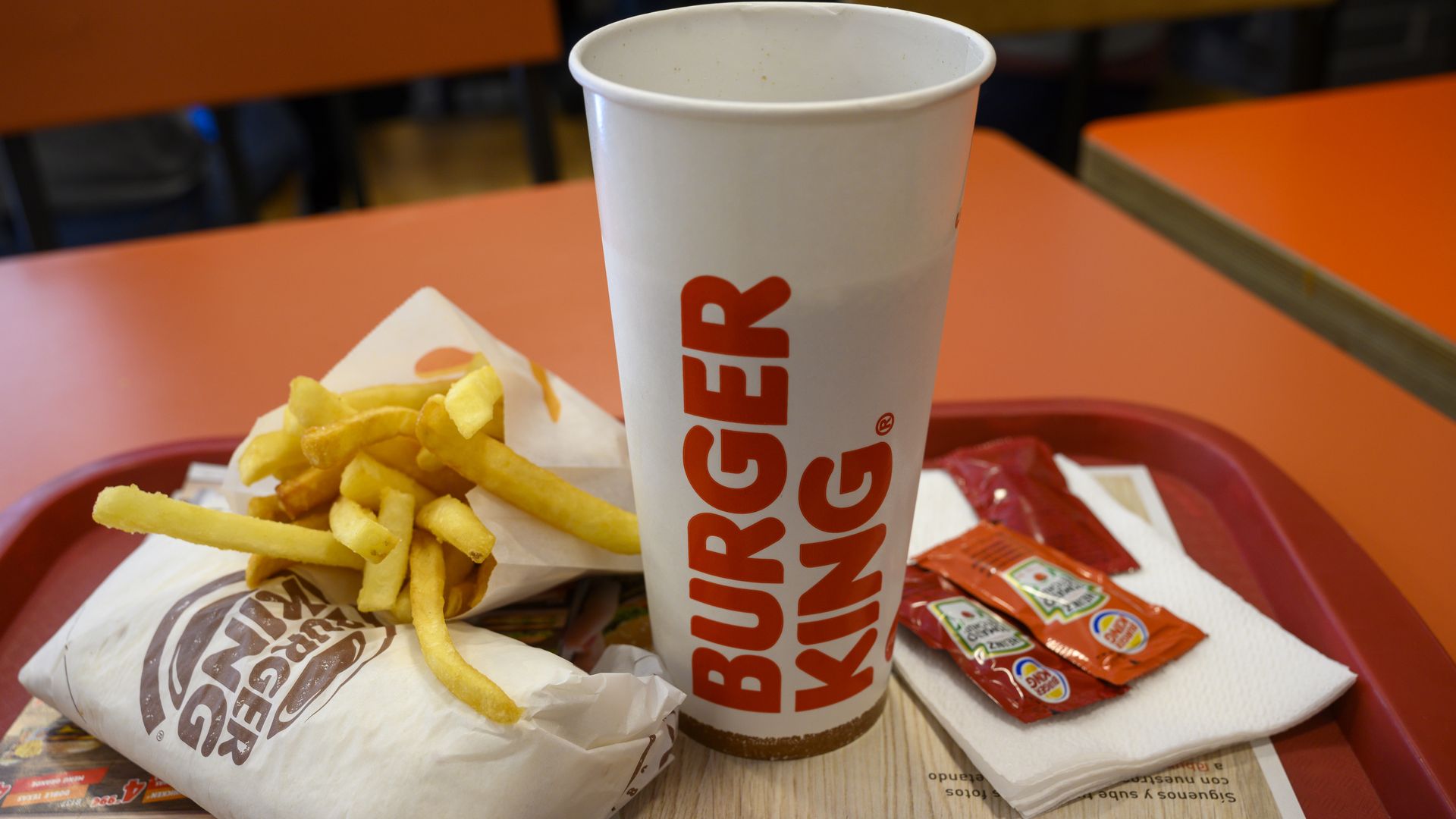 A Burger King meal on a tray.