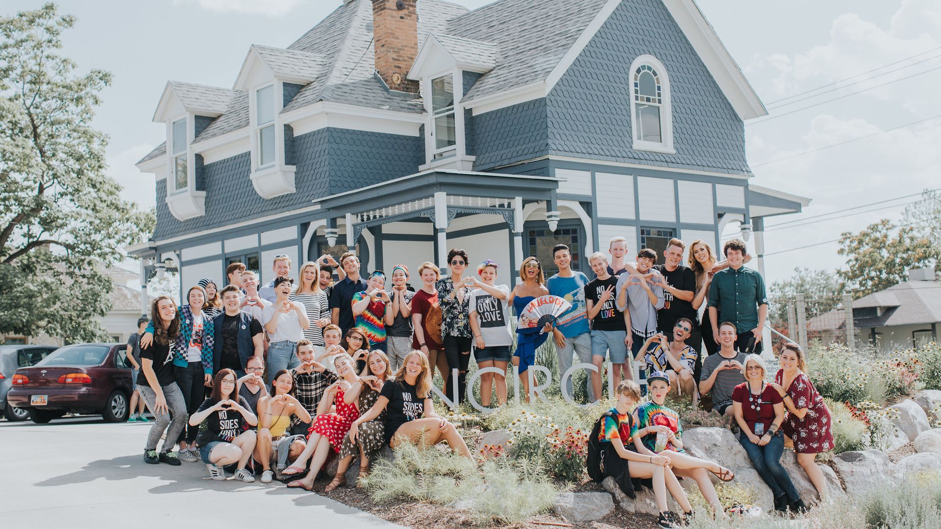 Youth in front fo the Encircle LGBTQ youth center in Provo, Utah. Photo: Encircle