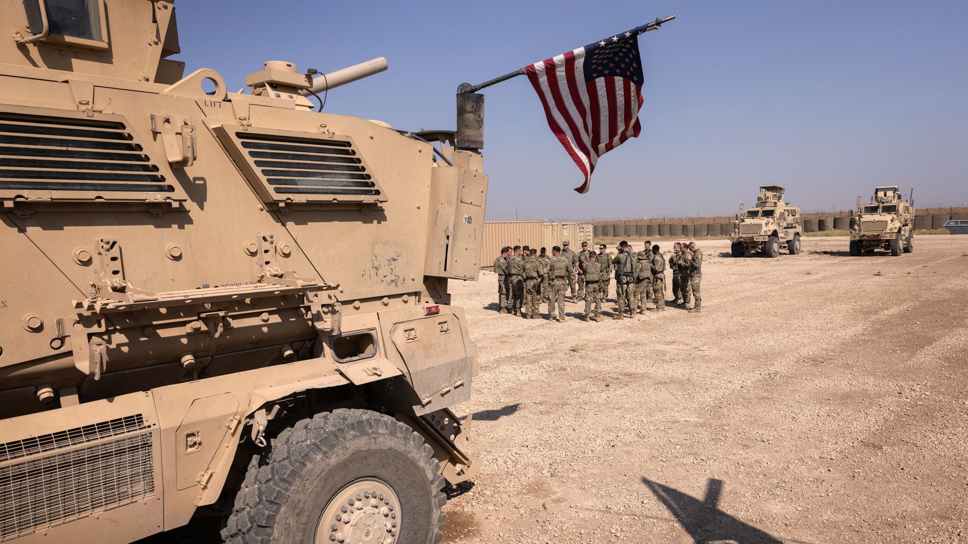 U.S. Army soldiers prepare to go out on patrol from a remote combat outpost on May 25, 2021 in northeastern Syria.