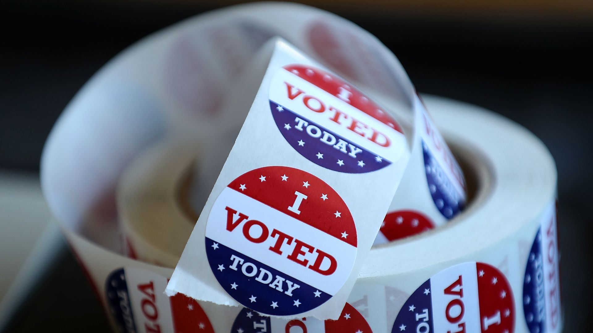 A roll of "I voted" stickers