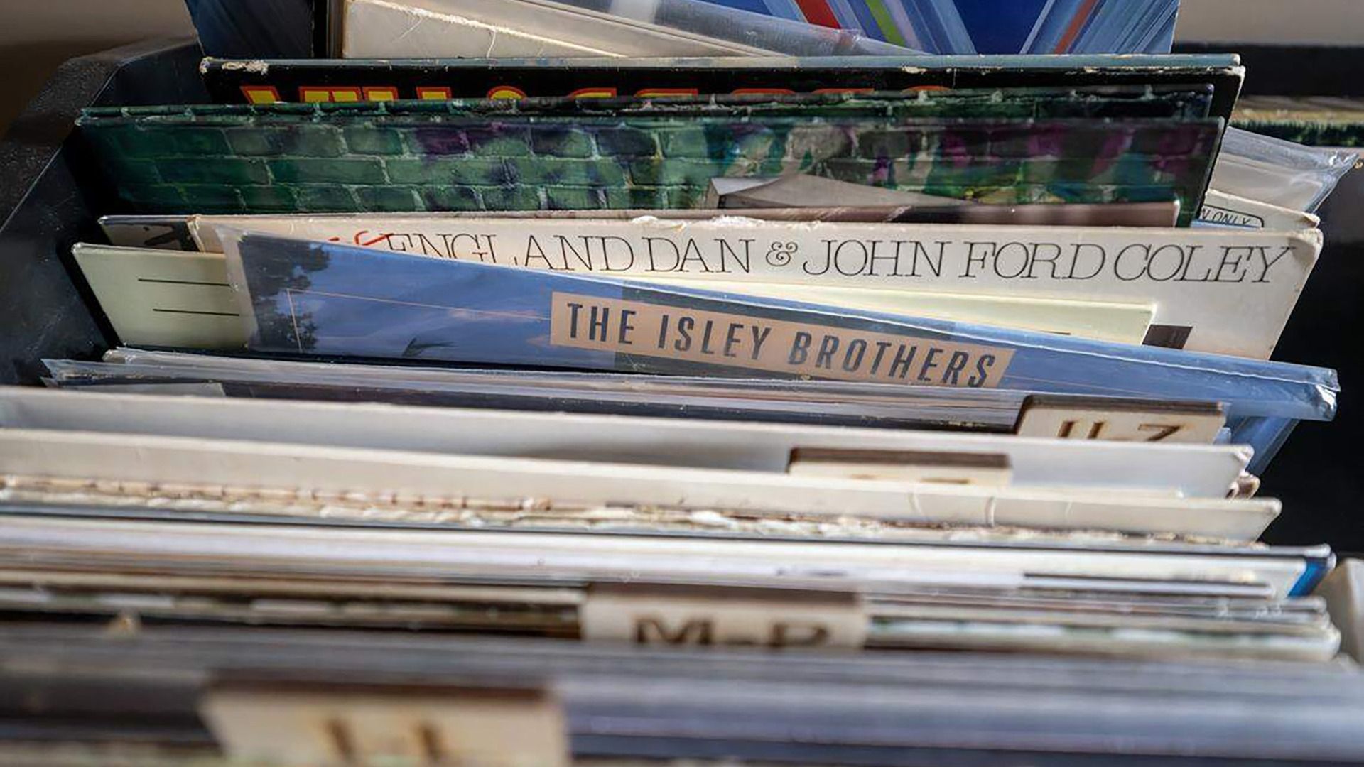 Harrison Long's collection of vinyl records are storied in bins at the Long home on Tuesday, Feb. 10, 2026, in Parkville, Missouri. 