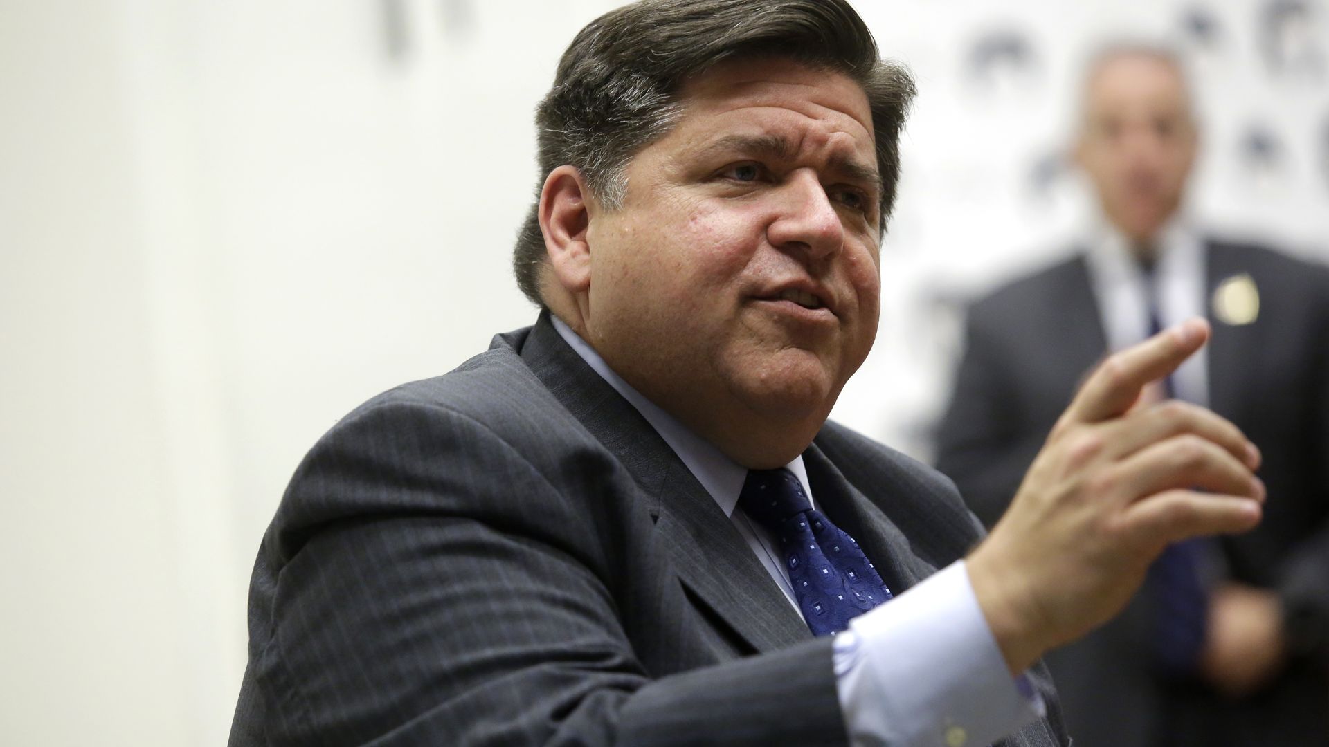Illinois Gov. J.B. Pritzker talking.
