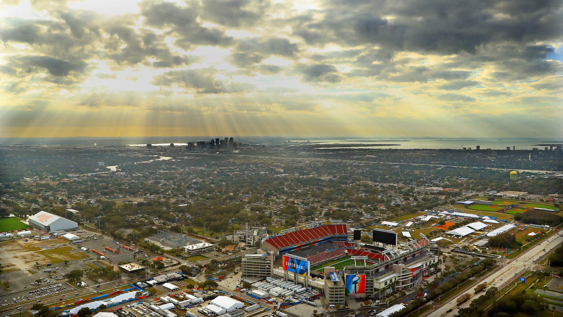 Aerial view of Raymond James Stadium