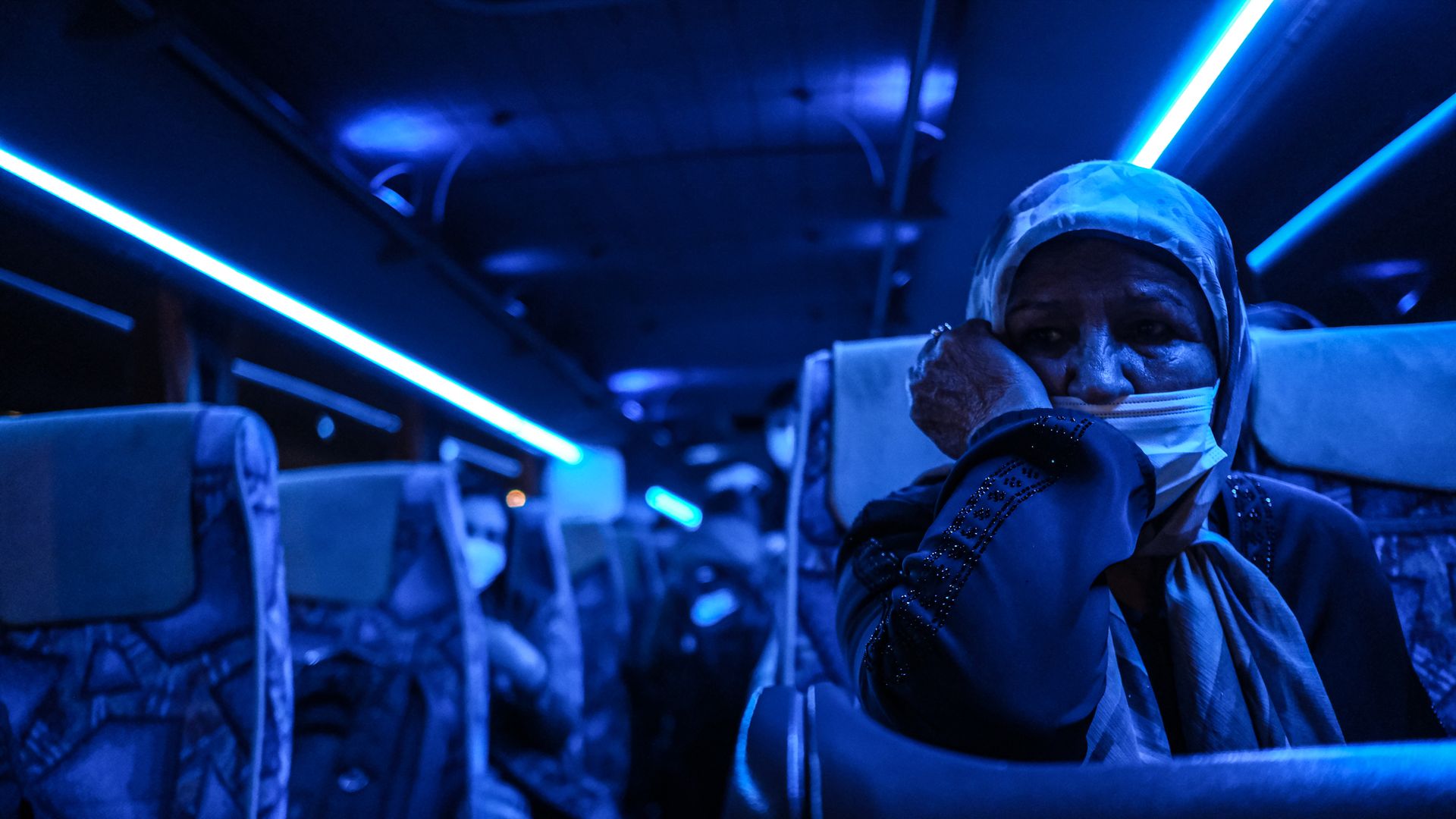 An Afghan evacuee traveling