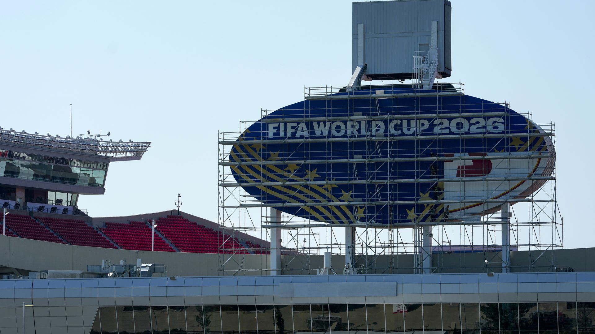 FIFA World Cup 2026 signage at Kansas City Stadium. Photo: Jay Biggerstaff/Getty Images
