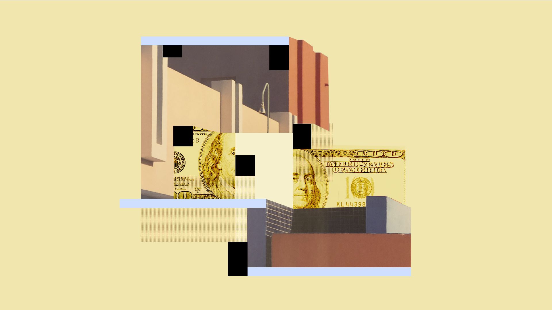 Illustration of a collage of architectural photos.