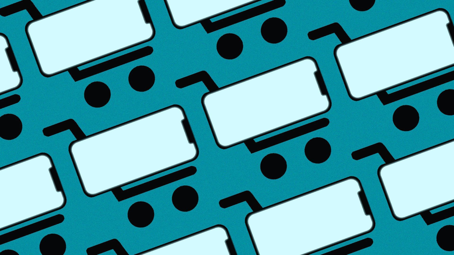 a pattern of shopping cart icons made from iphones