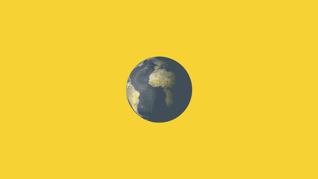 Animated GIF of spinning globe that is covered up by pop-ups. Pop-ups say fake, hoax, and lies.