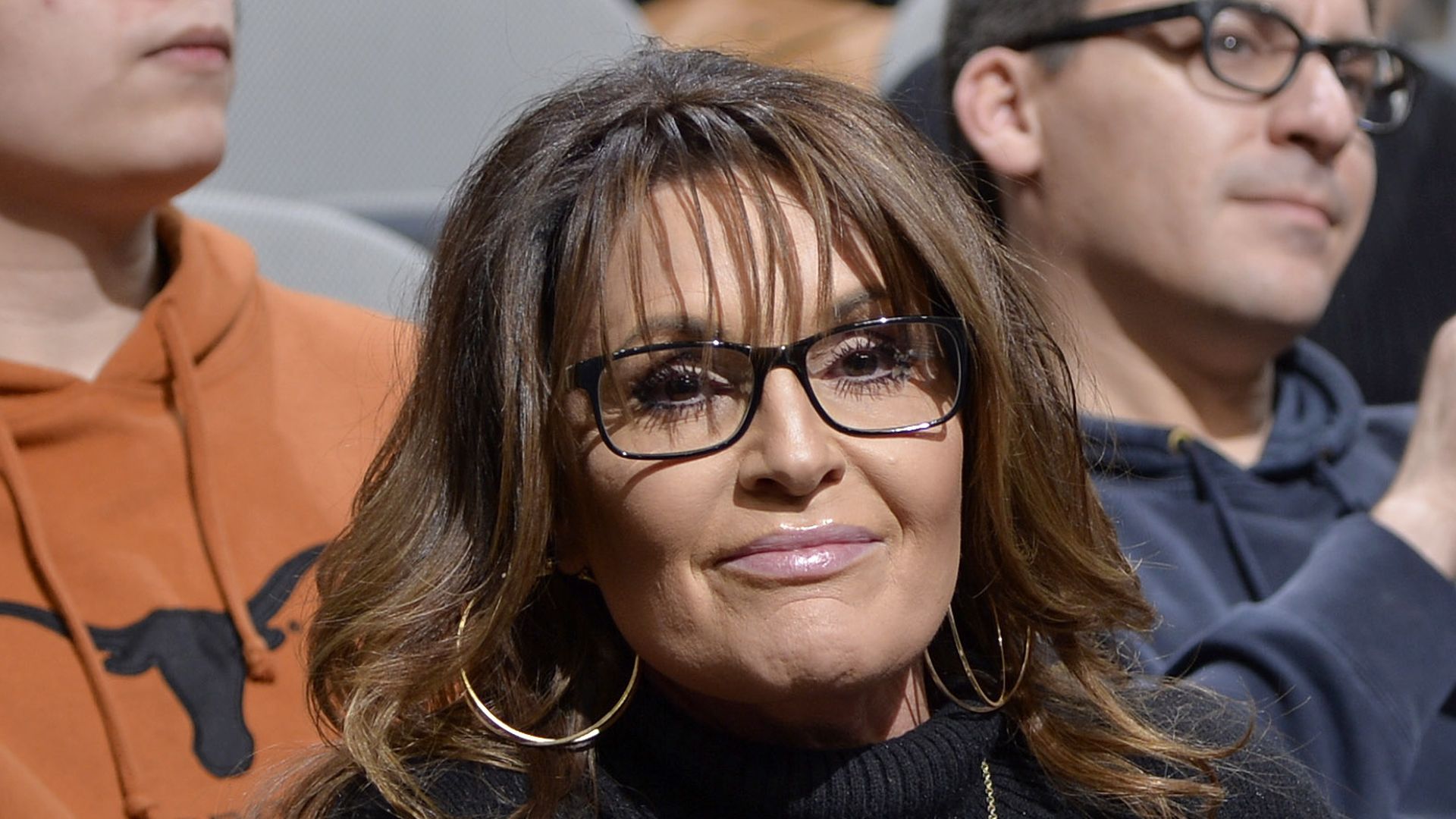 Former Alaskan Governor Sarah Palin watches the San Antonio Spurs play against the Denver Nuggets on March 4, 2019 at the AT&T Center in San Antonio, Texas. 