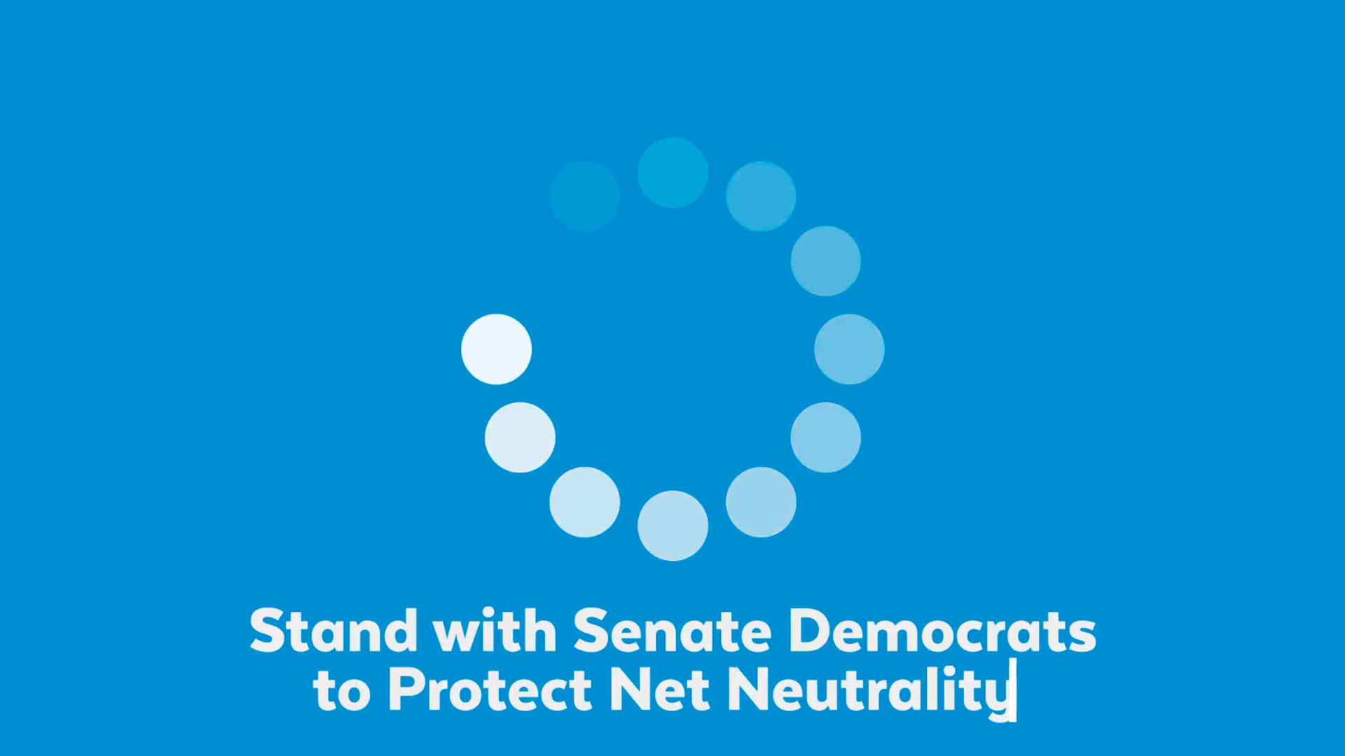 A screenshot of the ad says "Stand with Senate Democrats to protect net neutrality" below a loading symbol