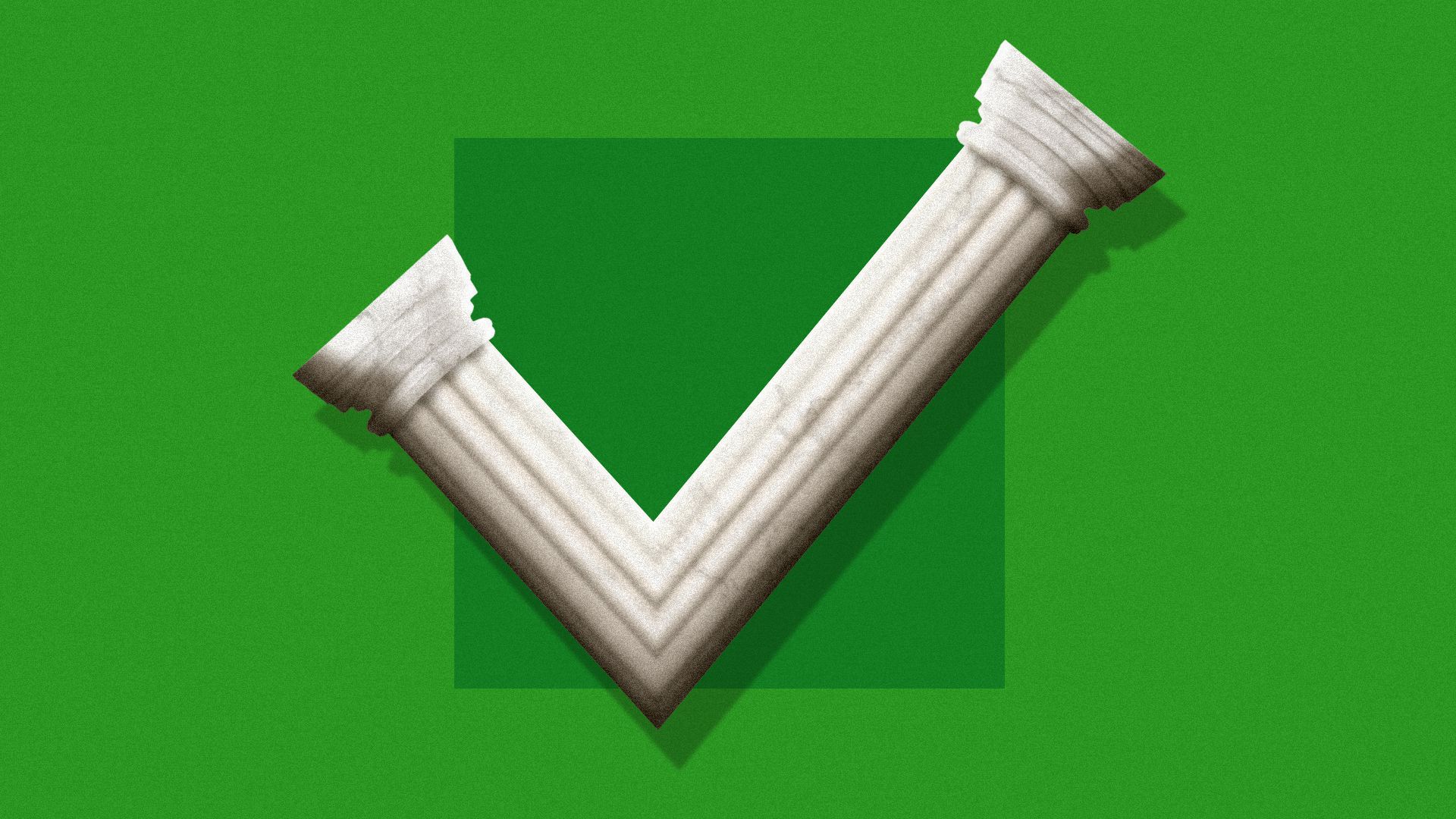 Illustration of a Roman column in the shape of a checkmark