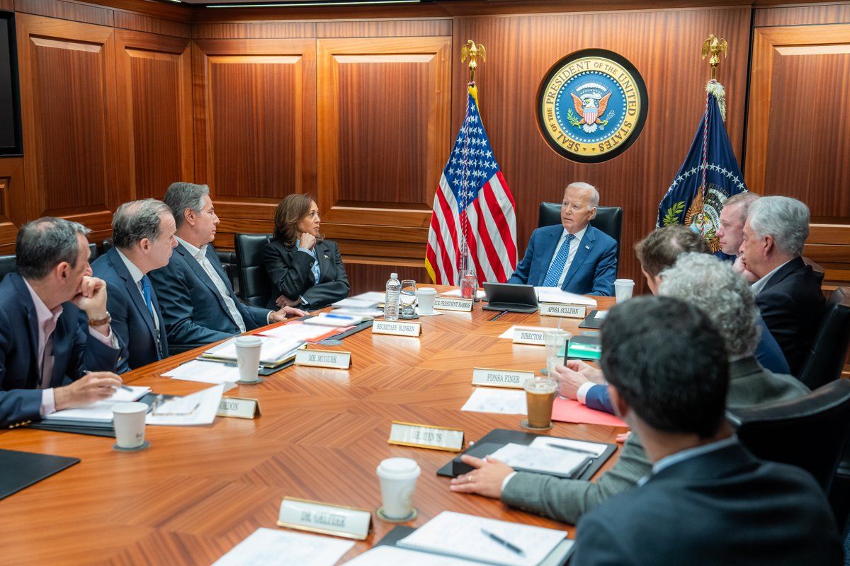 President Biden at the head of the table in the Situation Room