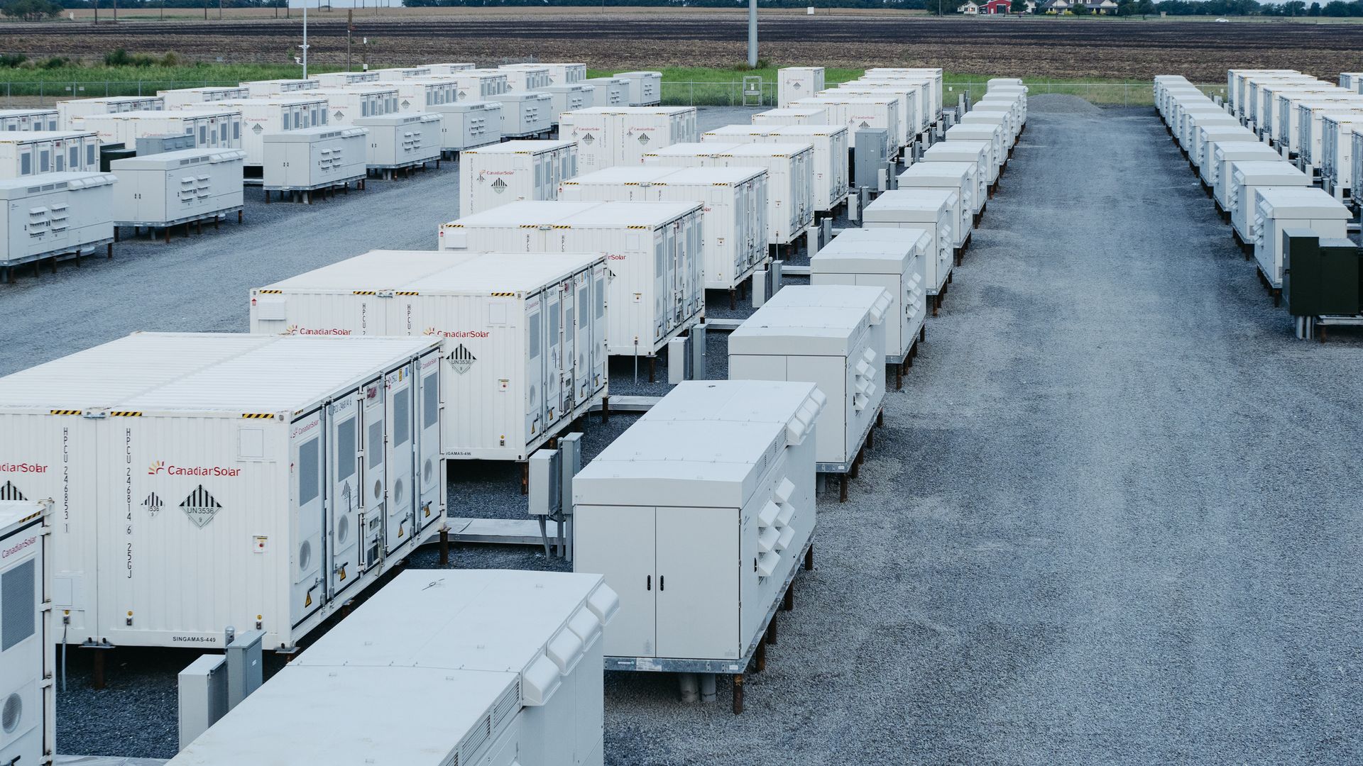 Battery energy storage containers at UBS' Wigeon Whistle energy storage facility.