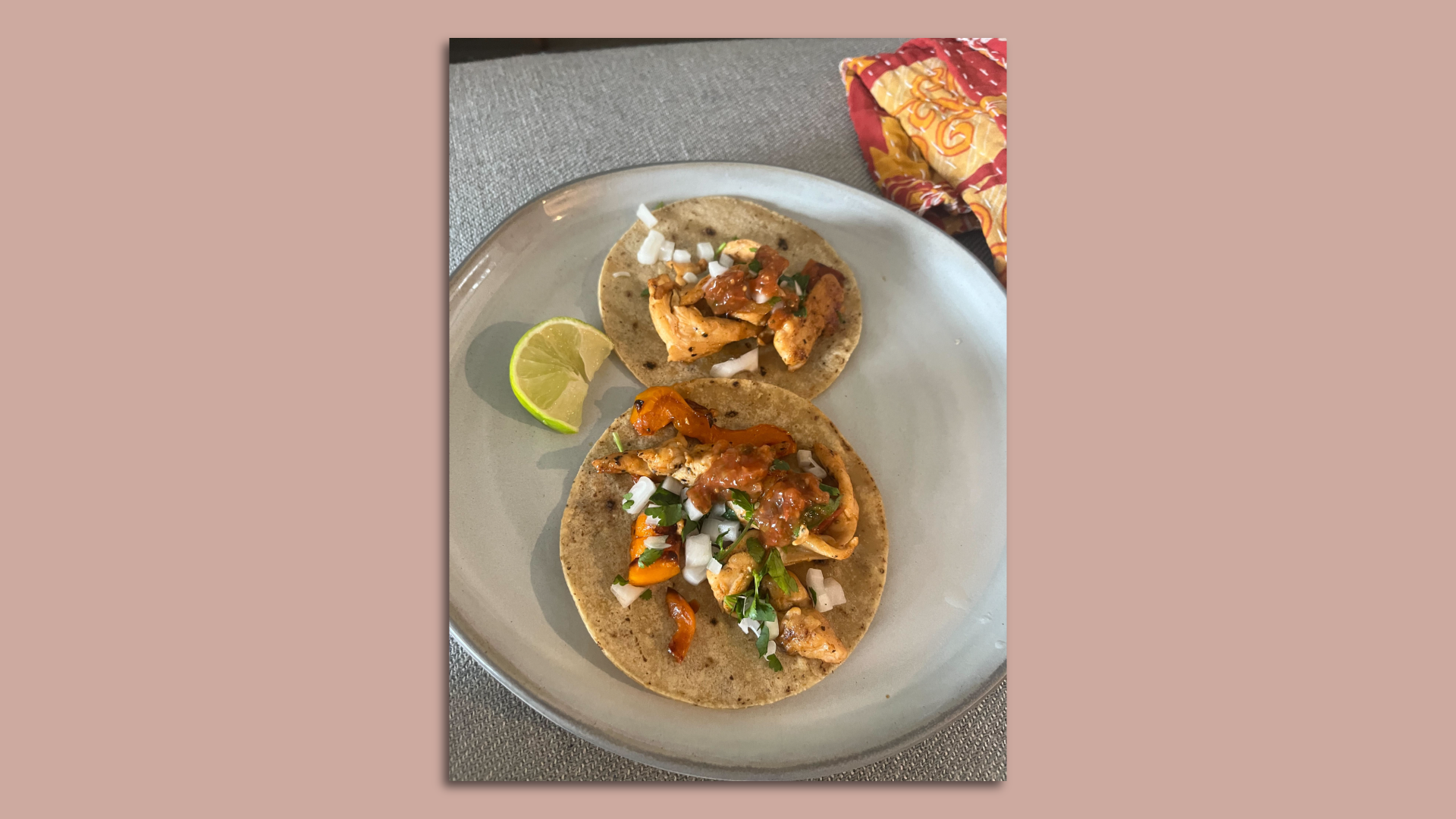 Two chicken tacos