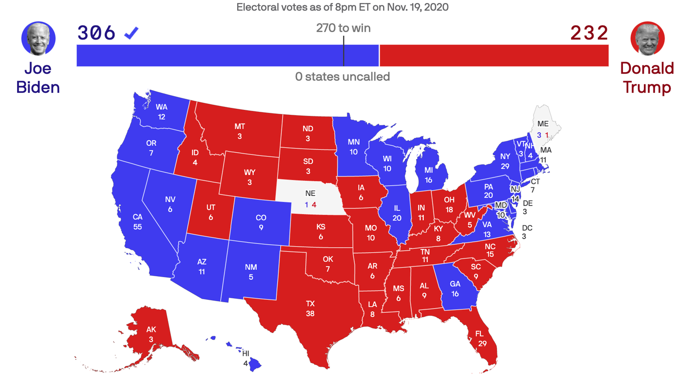 United States with electoral votes numbers