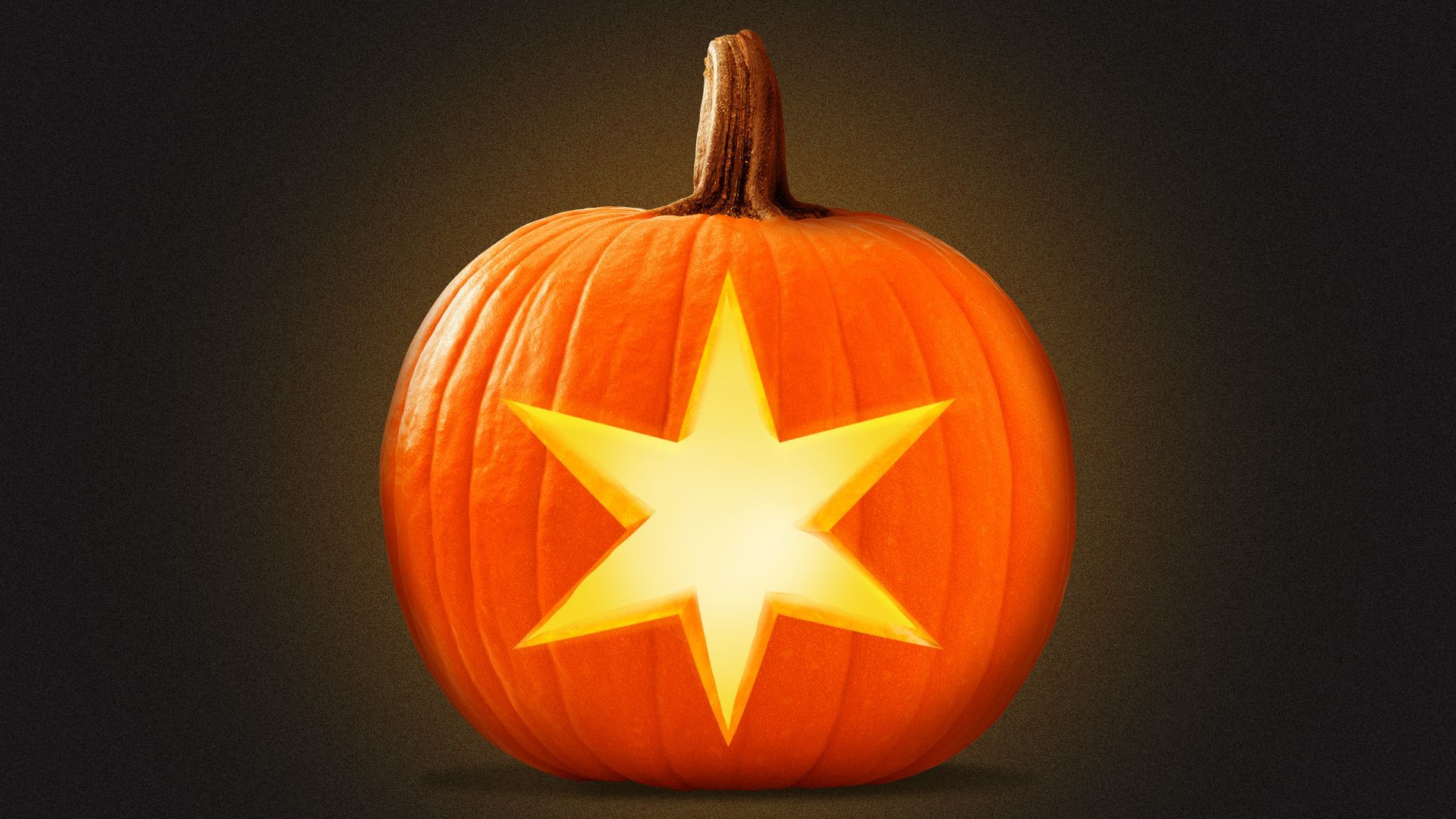 Illustration of the Chicago star carved into a pumpkin.