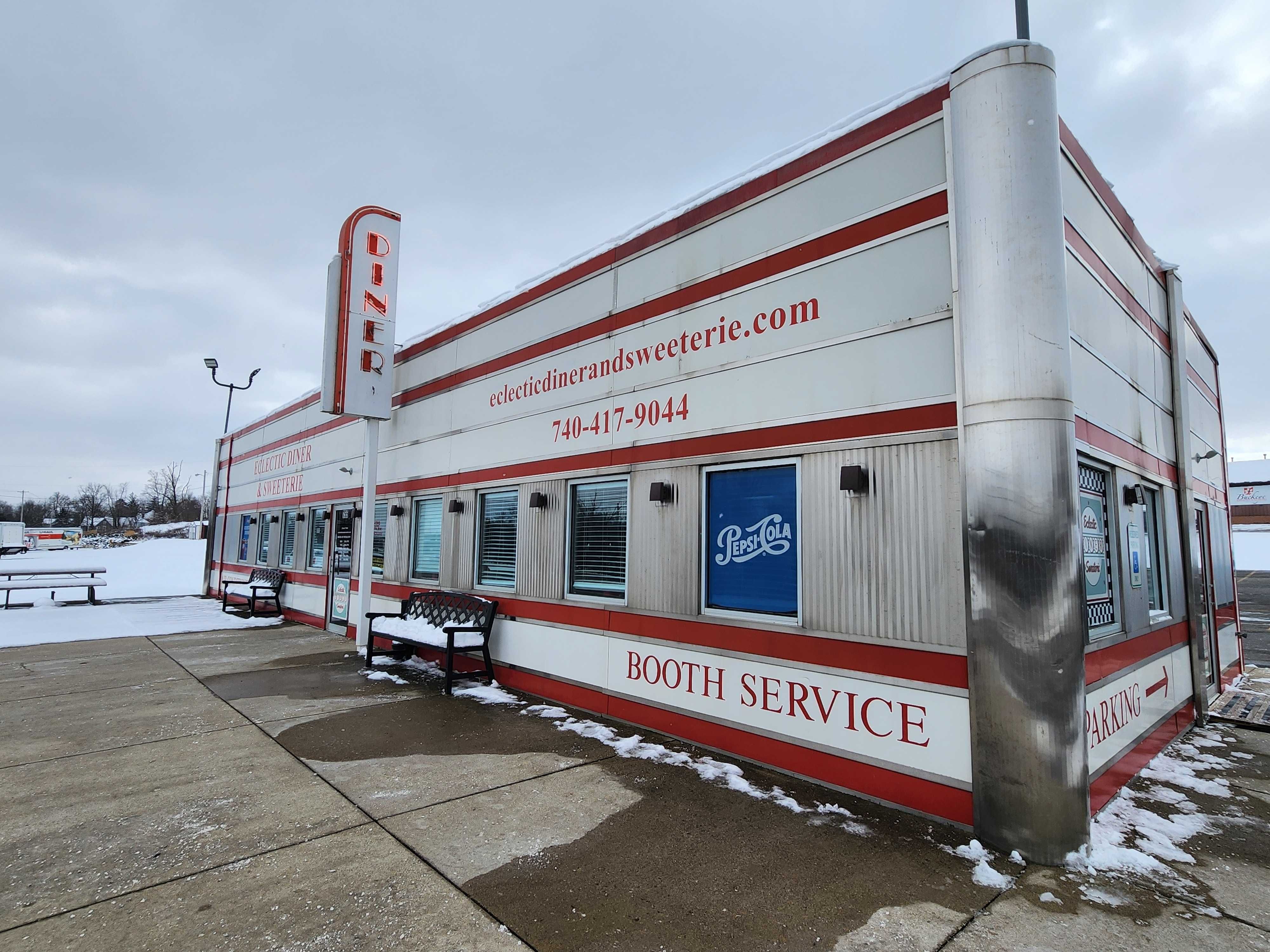 The exterior of a diner.