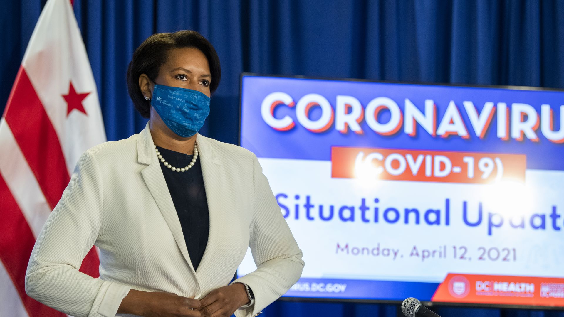 Mayor Muriel Bowser with a face mask on 