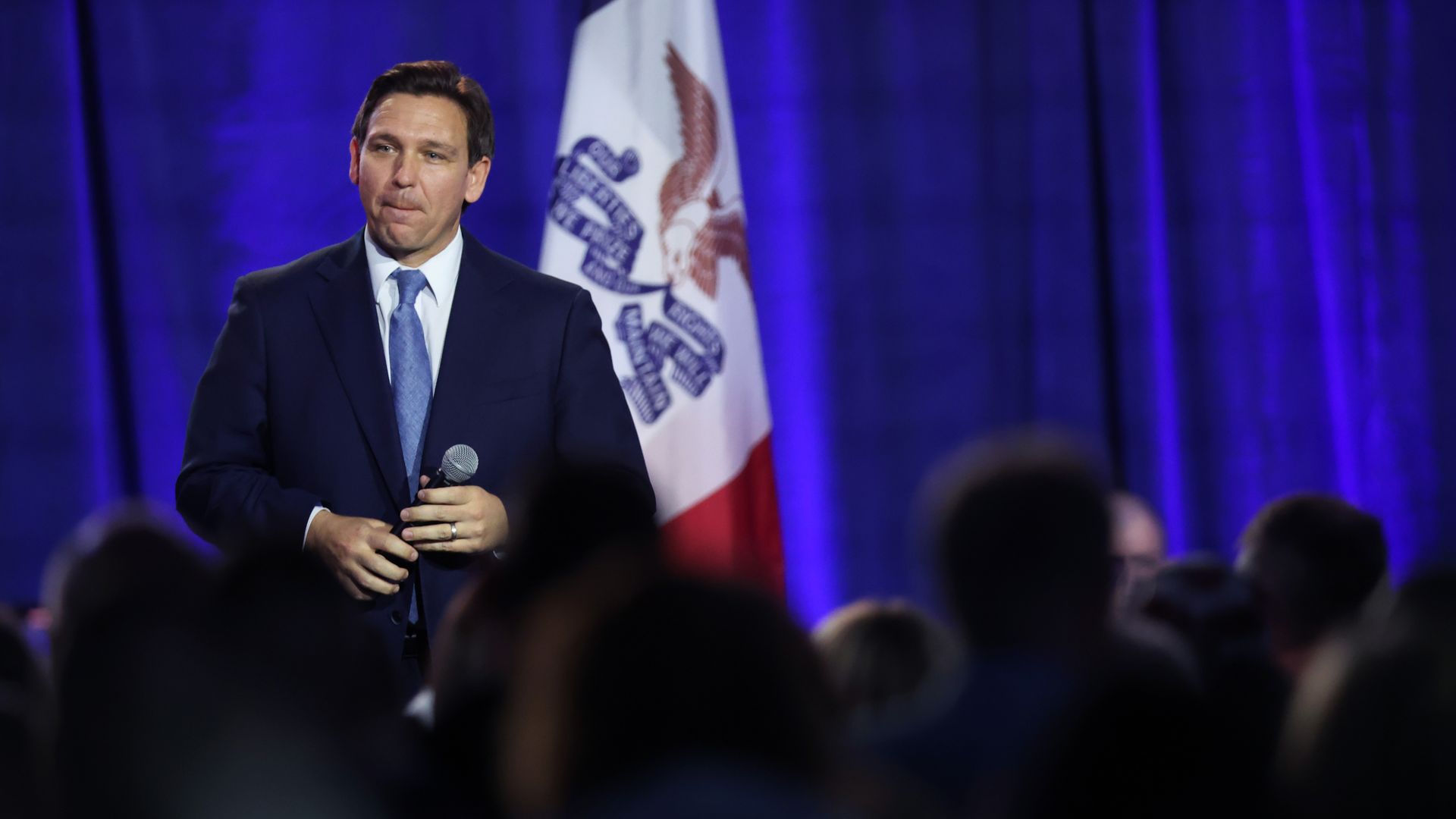 Florida Gov. Ron DeSantis speaks to Iowa voters during an event at the Iowa State Fairgrounds on March 10, 2023