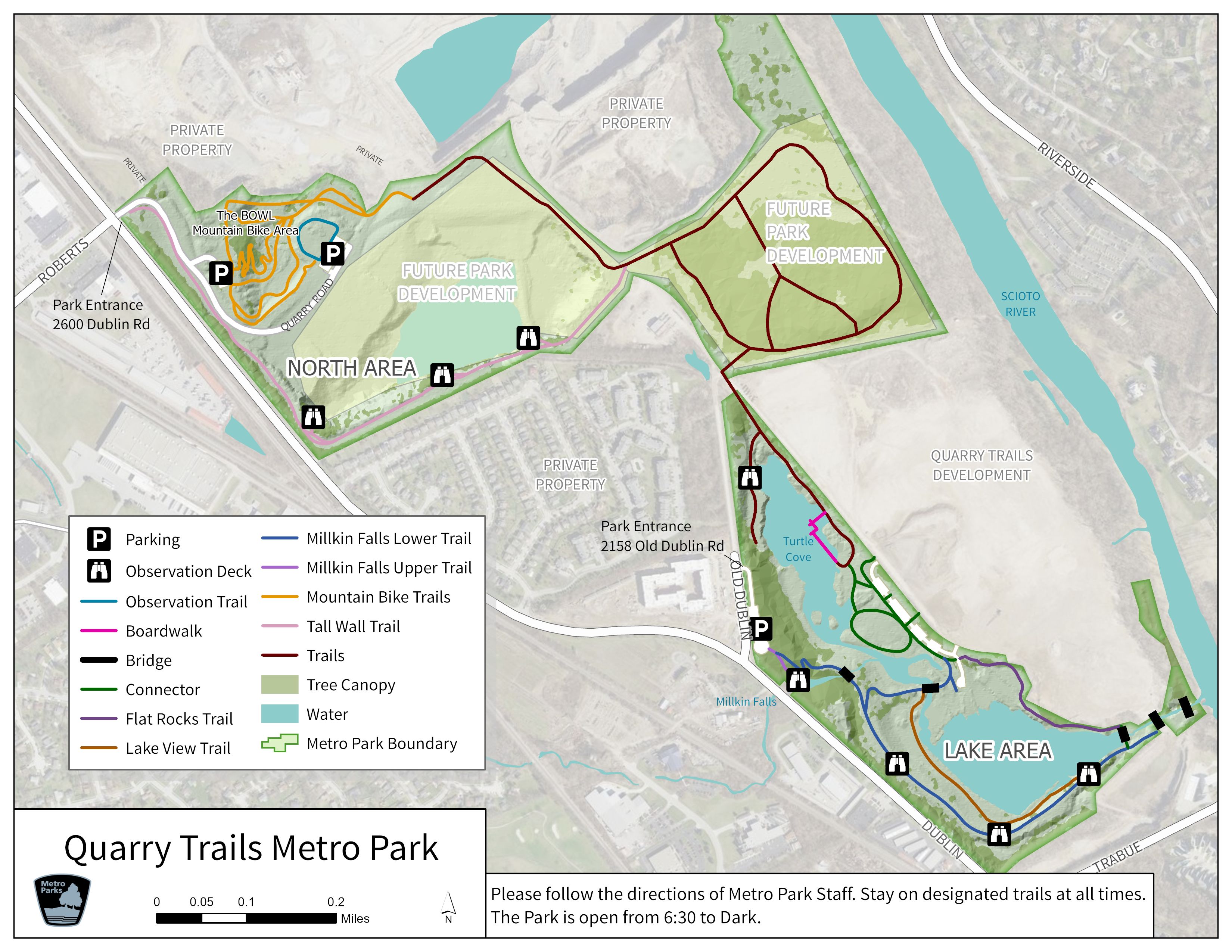 A map of Quarry Trails Metro Park