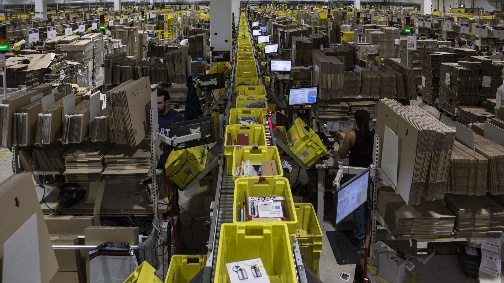 Aerial view of Amazon fulfillment center