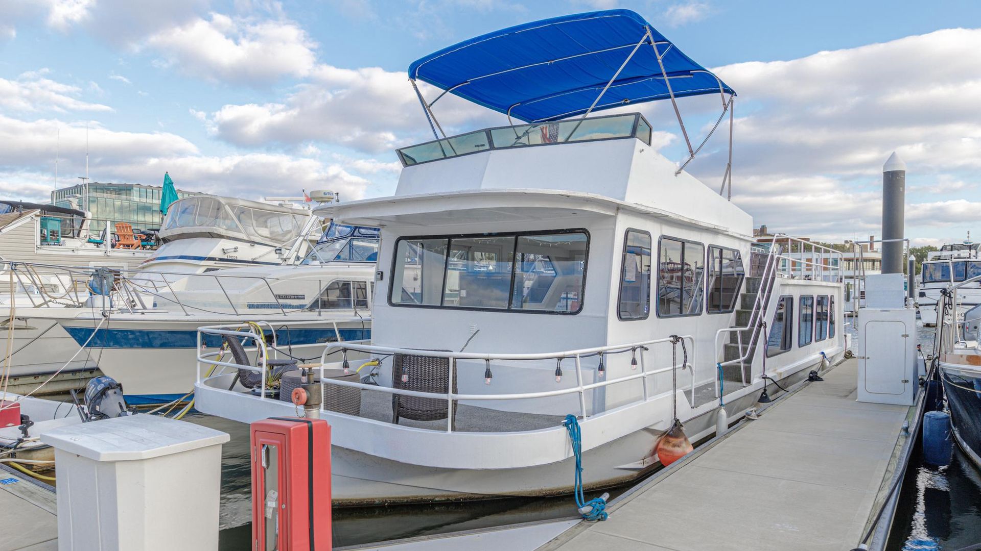 The houseboat for sale at the Wharf.