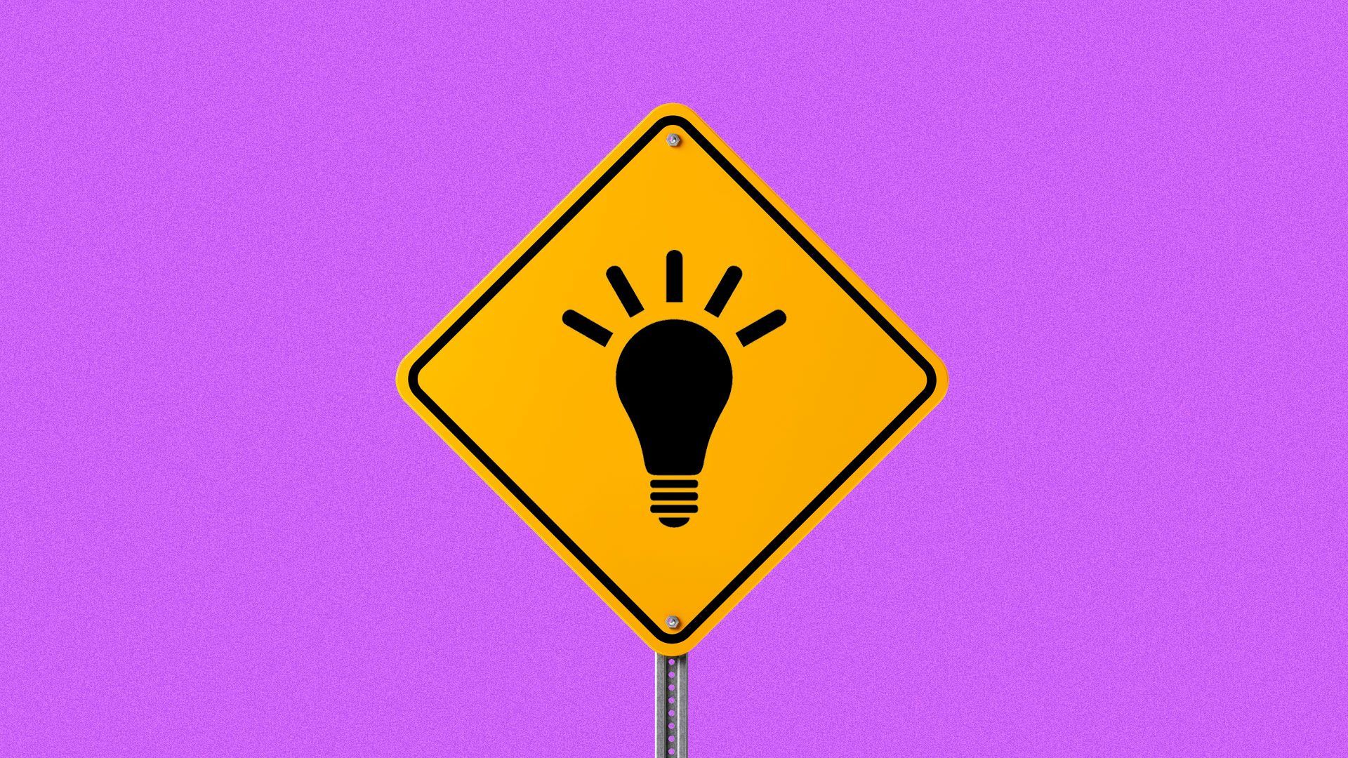 Illustration of a road sign with an icon of a lightbulb.