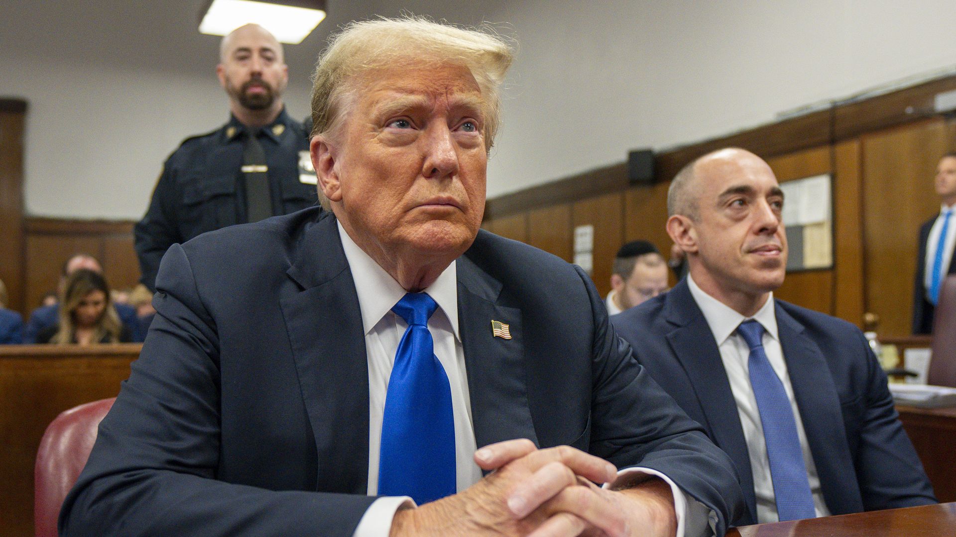 Former U.S. President Donald Trump appears in court for his hush money trial at Manhattan Criminal Court on May 30, 2024 in New York City. Judge Juan Merchan gave the jury instructions, and deliberations are entering their second day. 