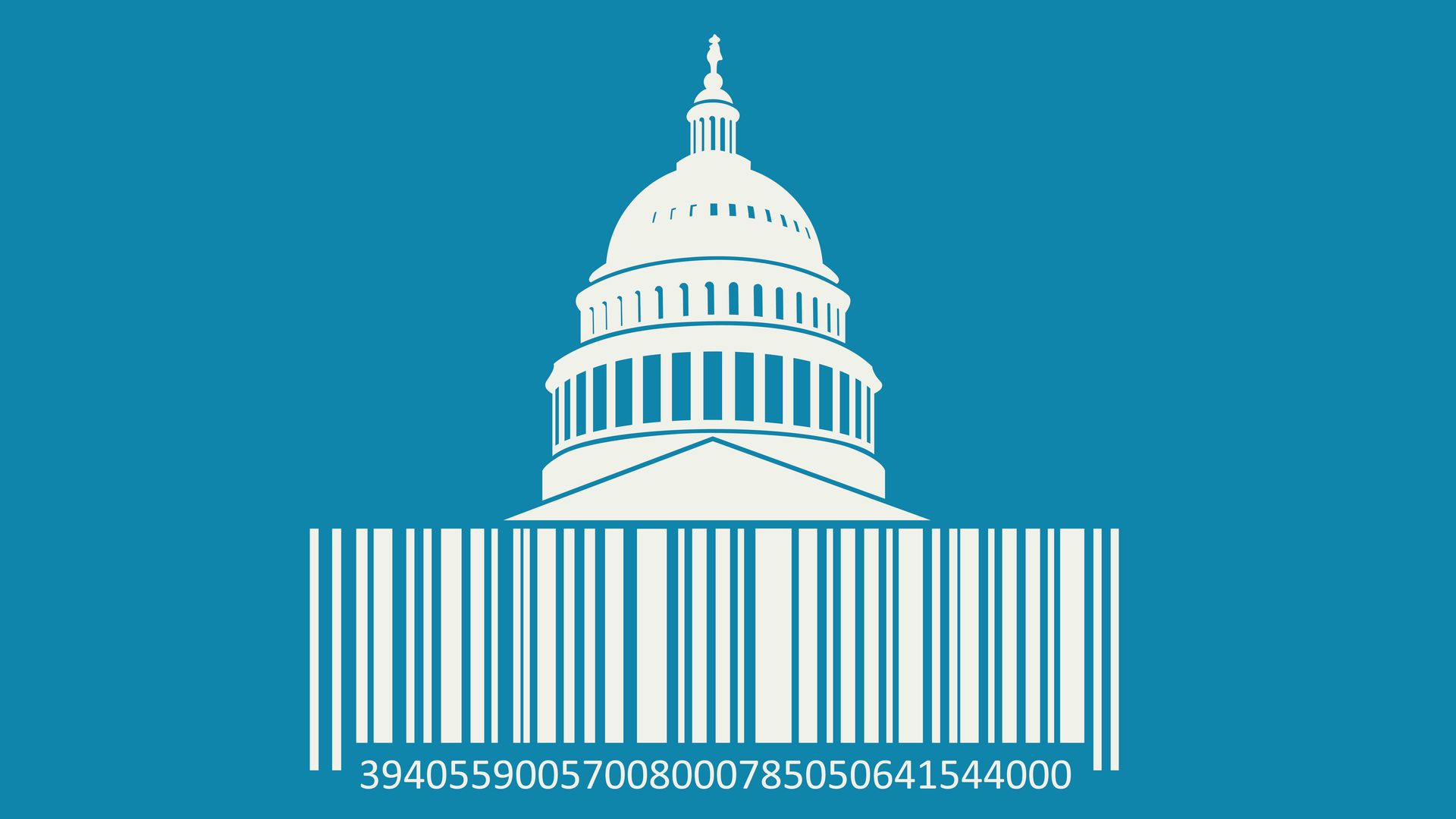 Illustration of the US Capitol building made of a barcode.