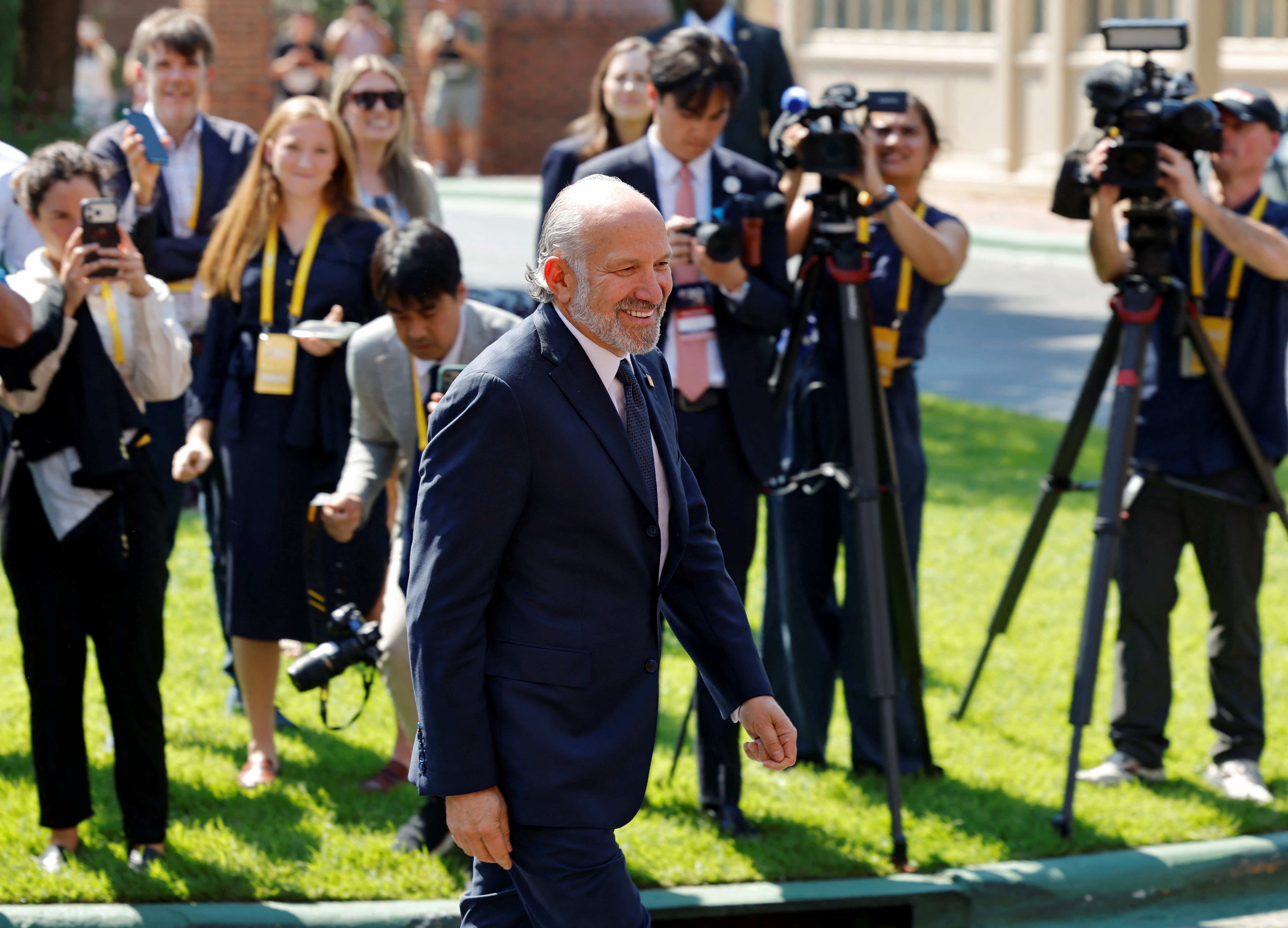 Secretary of Commerce Howard Lutnick arrives at the G20 innovation summit yesterday in Chapel Hill, N.C.
