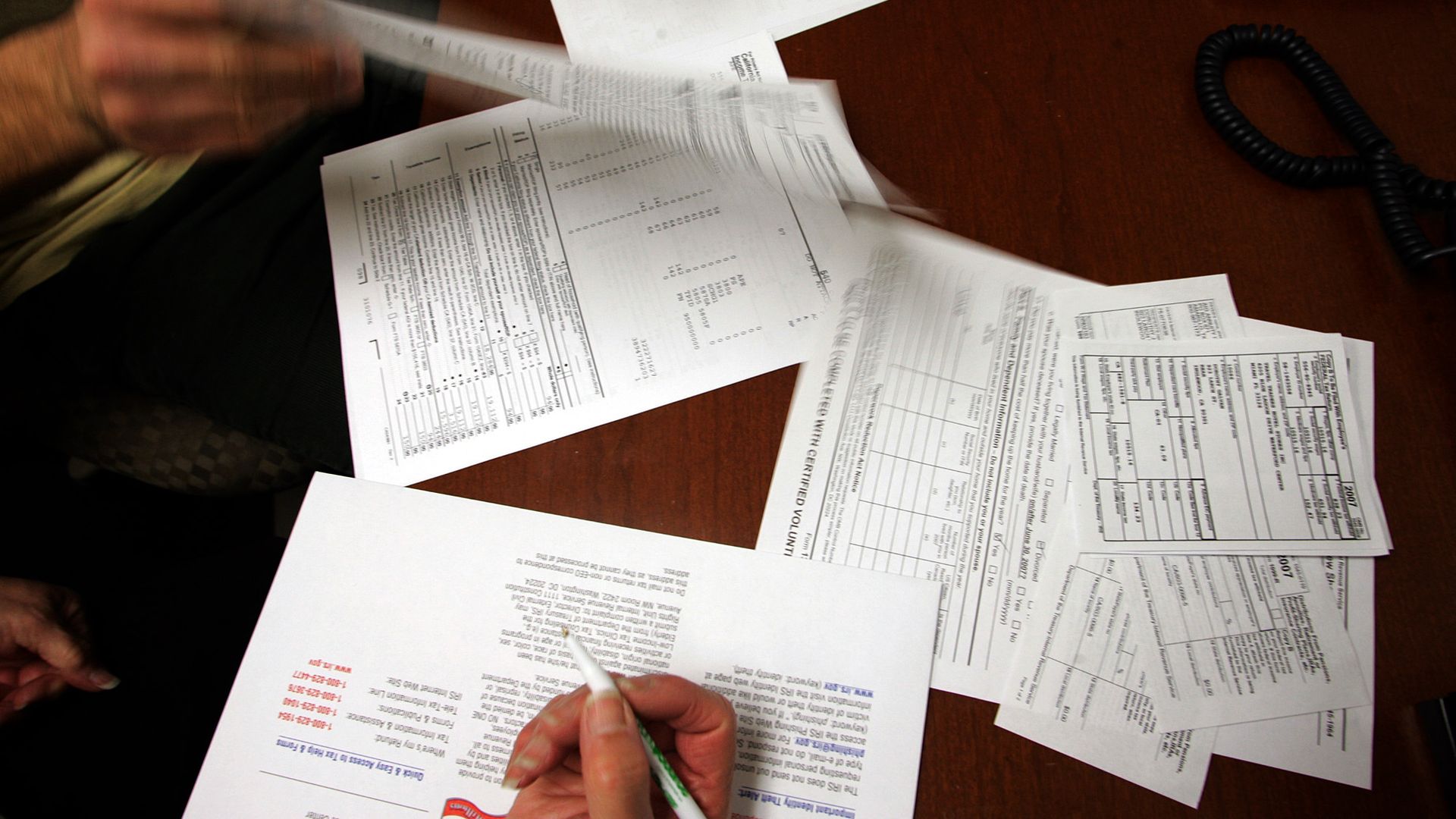 Tax filing forms.