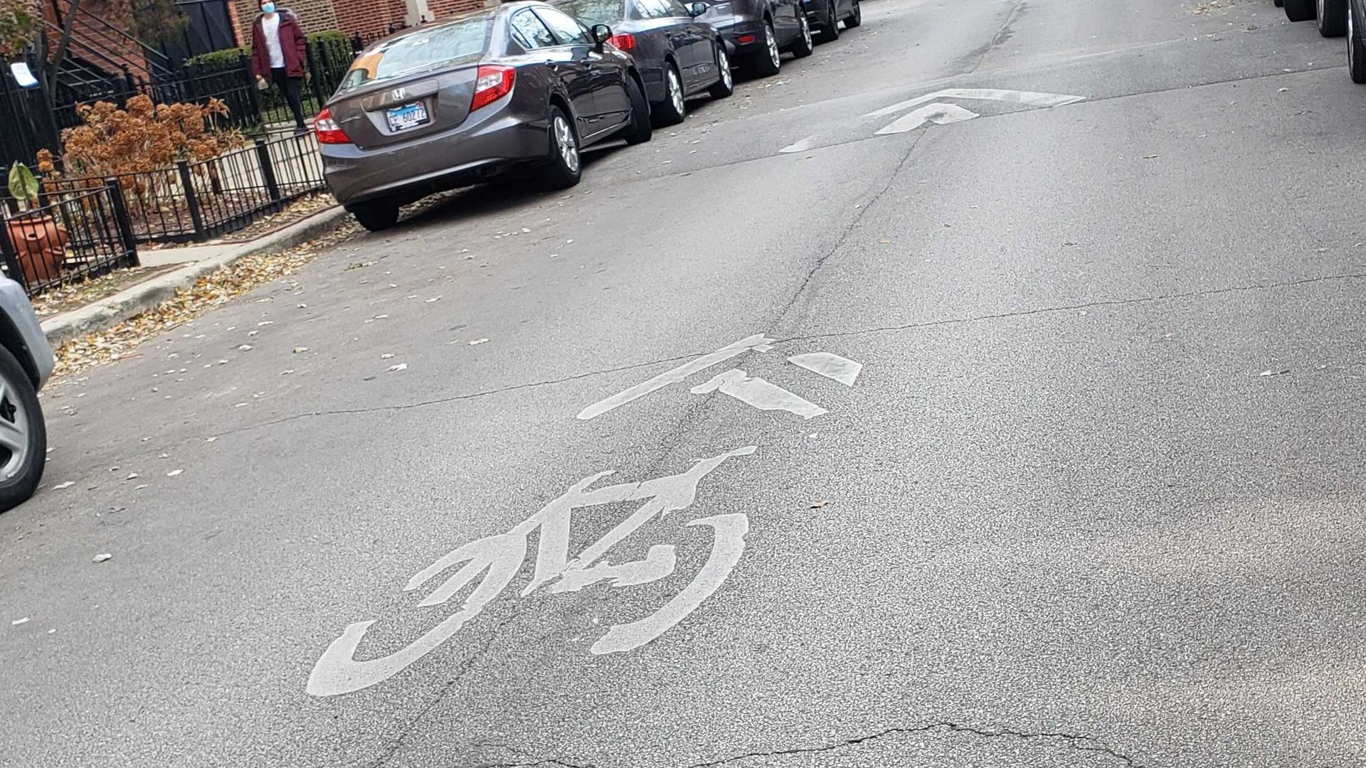 A photo of a bike lane. 