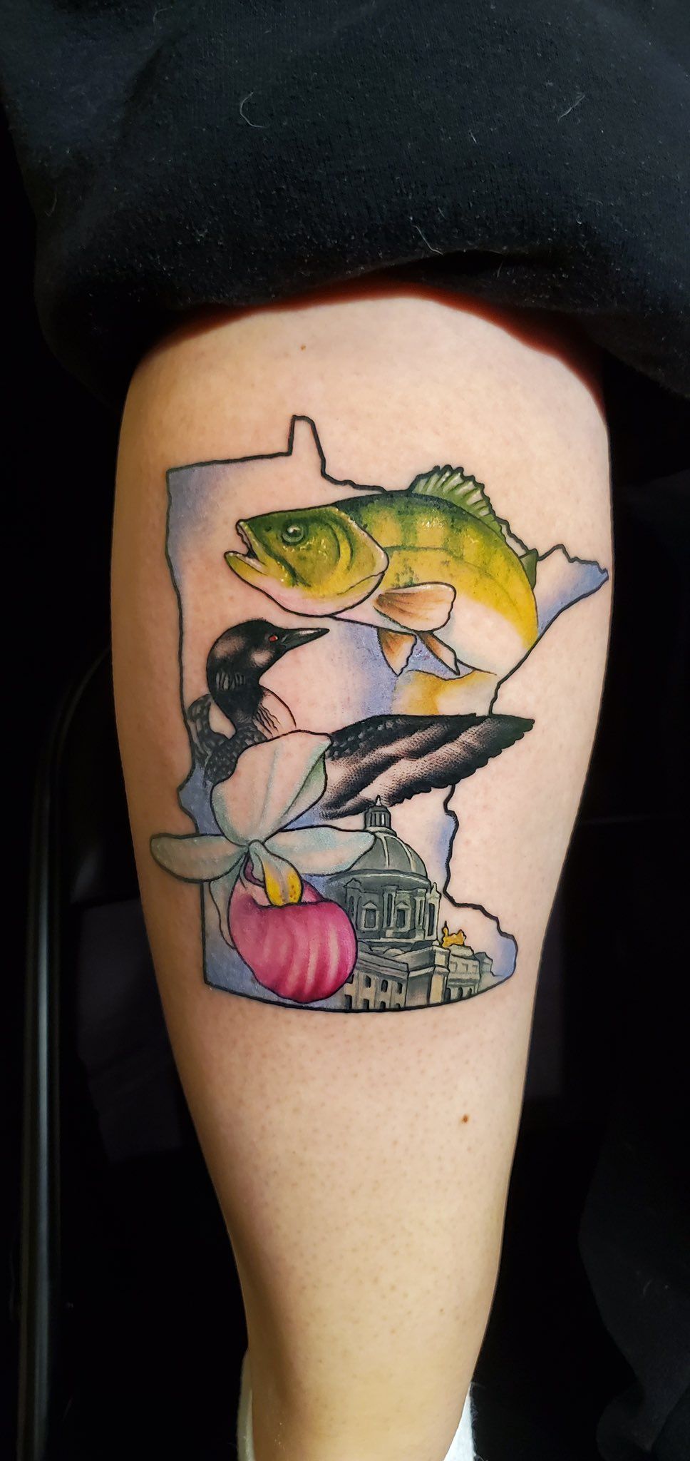 minnesota tattoo with loon and fish