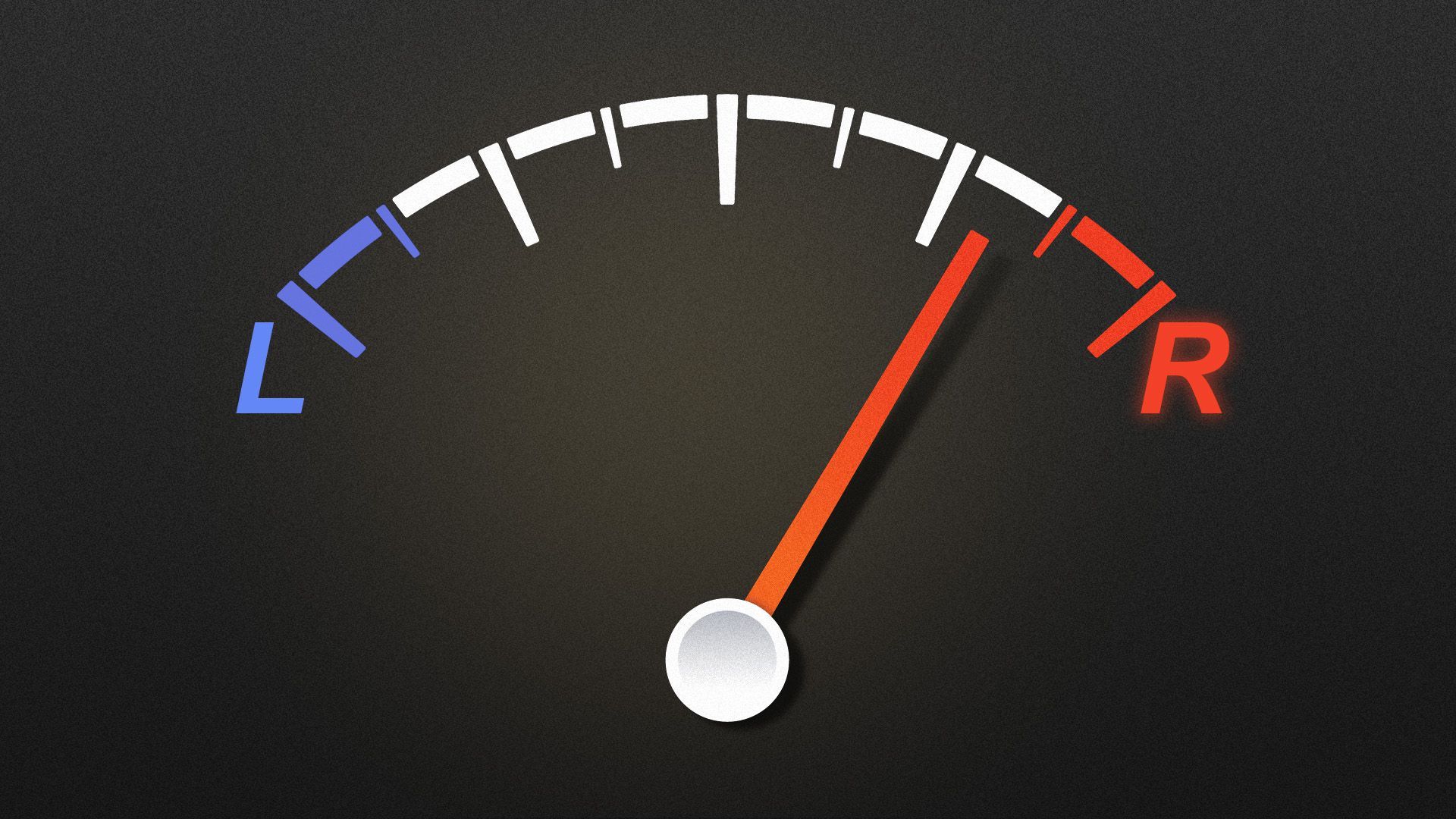 Illustration of a gas gauge indicating left and right 