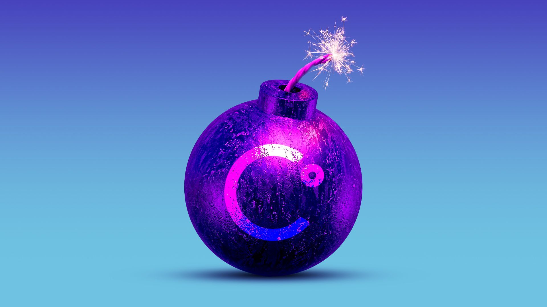 Illustration of a bomb with lit fuse and Celsius logo