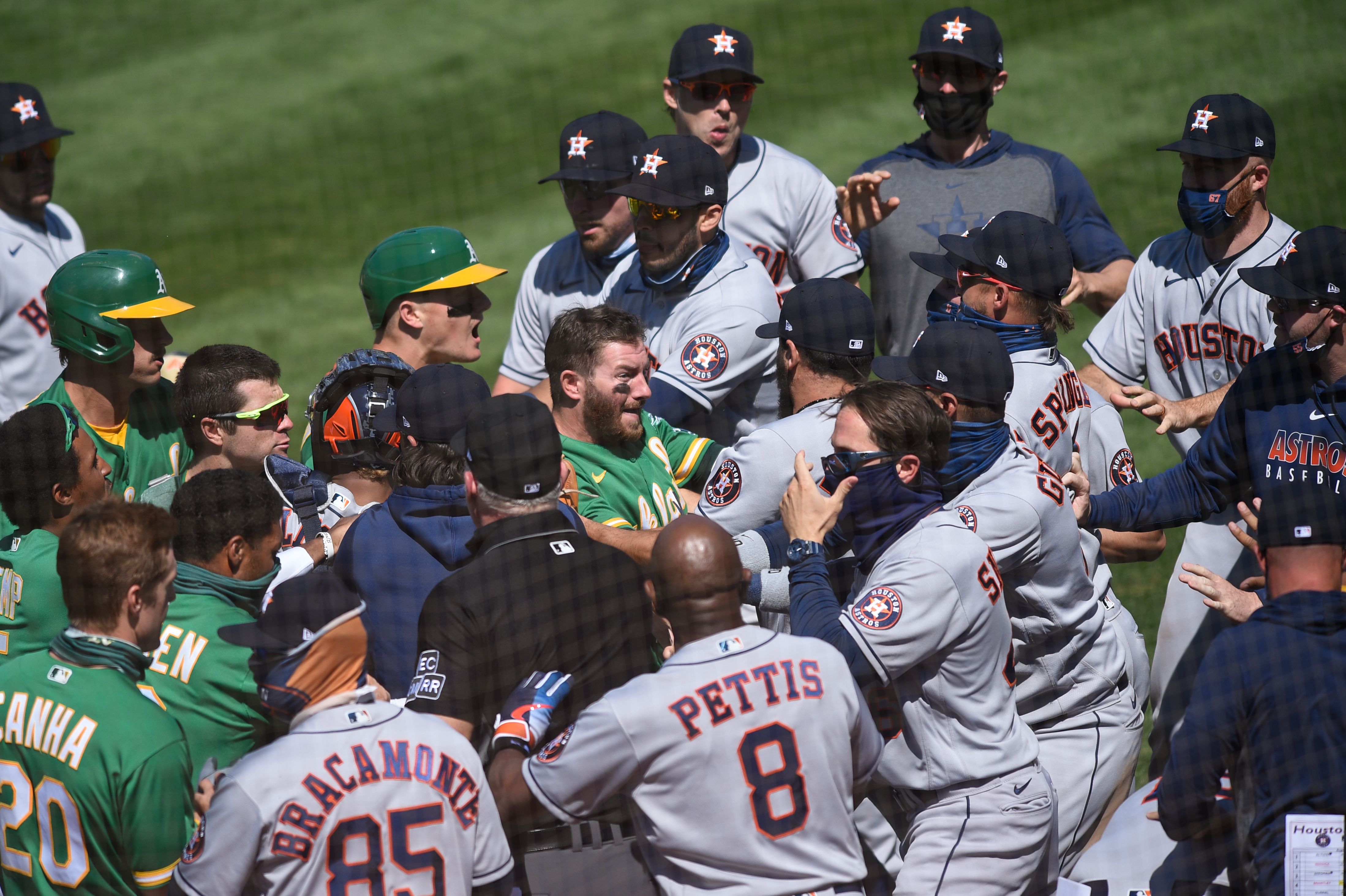 astros and athletics brawling