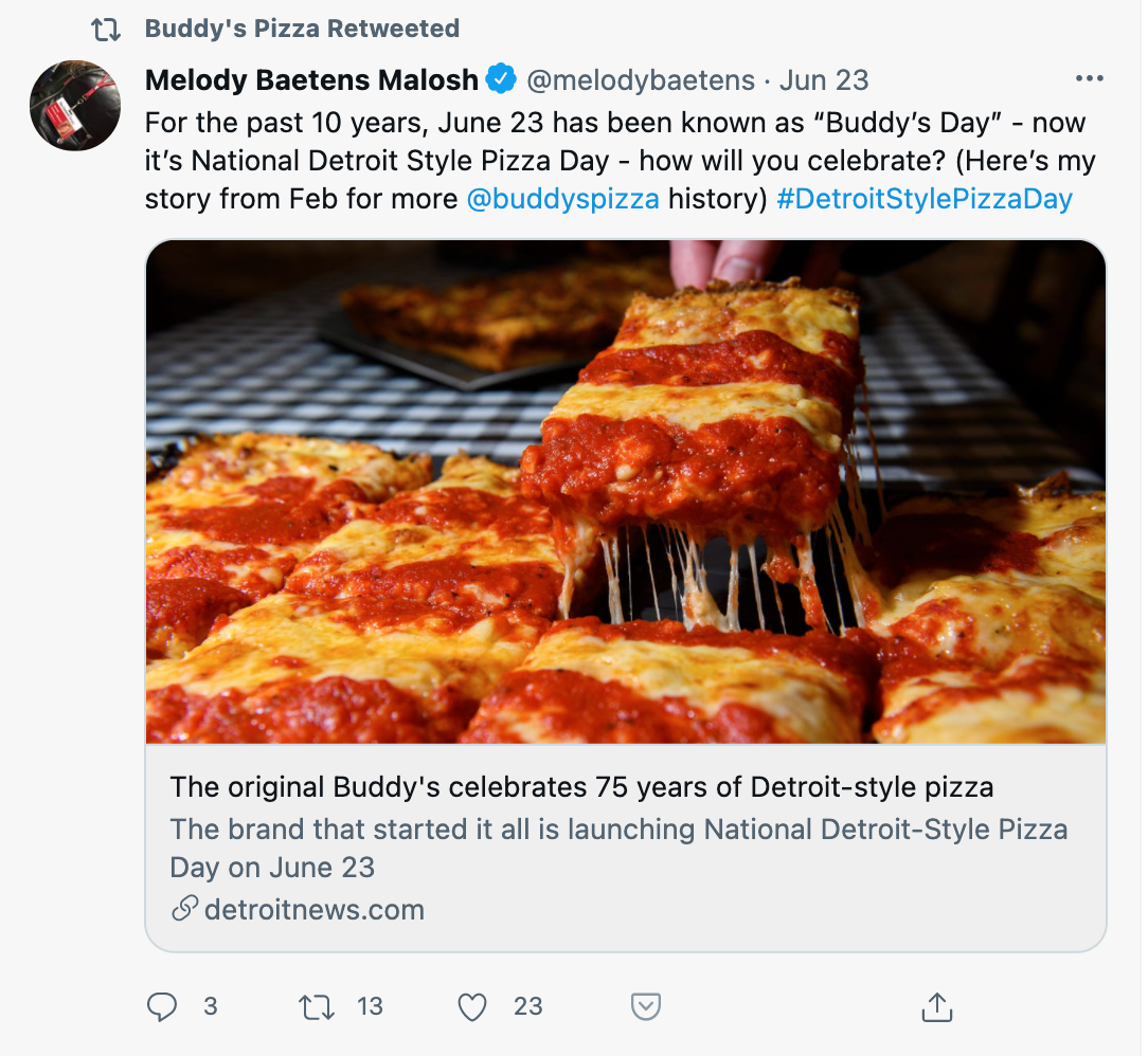 Buddy's Detroit pizza