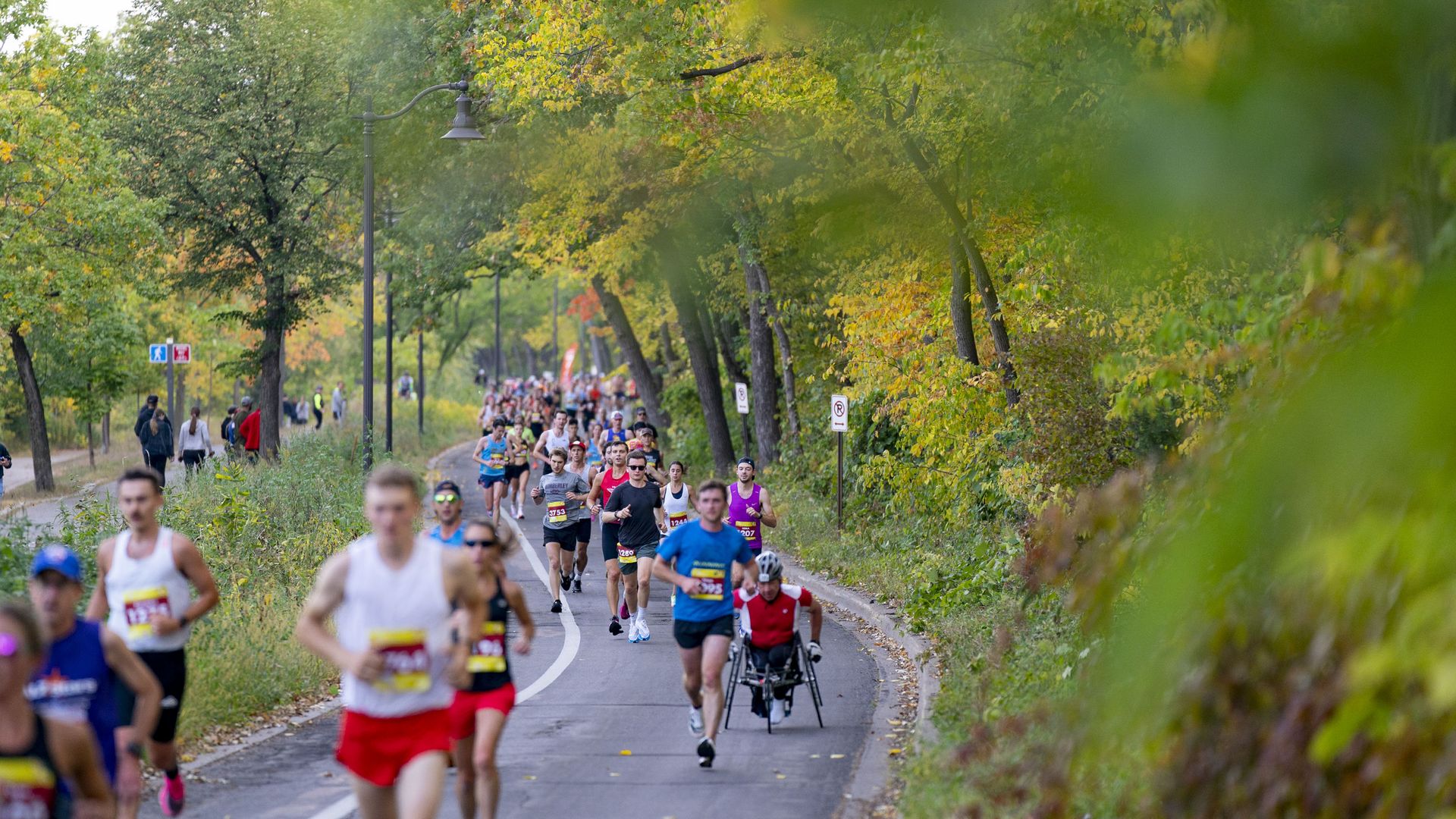 OCTOBER 2022:Runners make their way past Lake Harriet during the Twin Cities Marathon Sunday, Oct. 2, 2022 in Minneapolis, Minn. (Photo by Alex Kormann/Star Tribune via Getty Images)