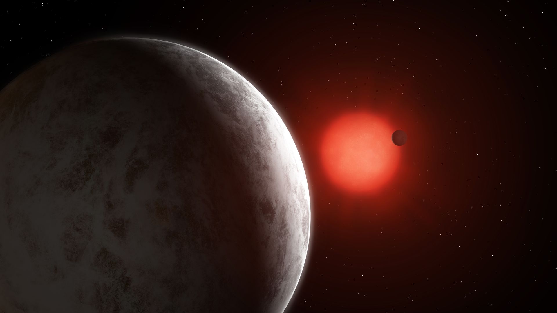 Artist’s impression of the multiplanetary system of Super Earths orbiting Gliese 887.