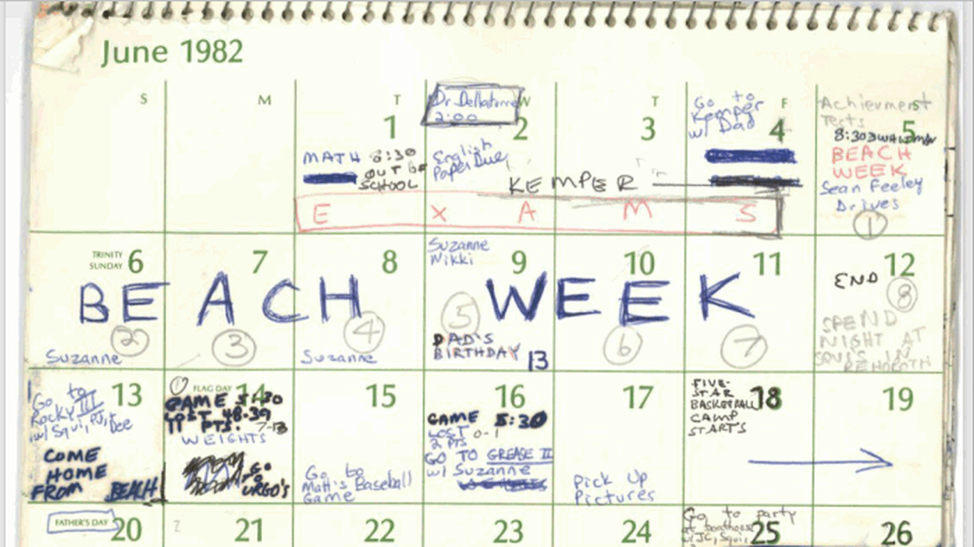 Read Brett Kavanaugh #39 s summer 1982 calendar Read Brett Kavanaugh #39 s summer 1982 calendar
