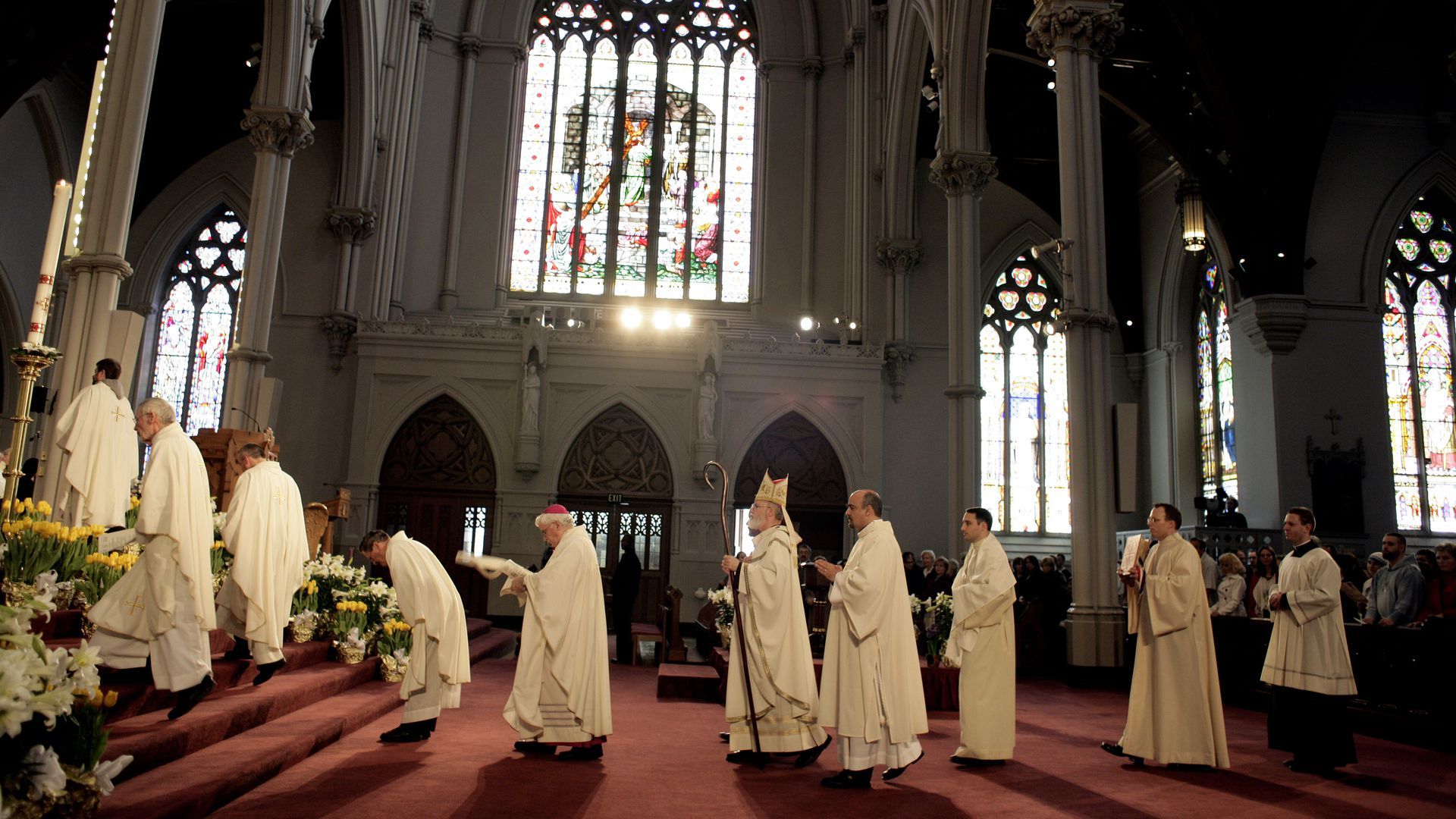 Priests inside a church