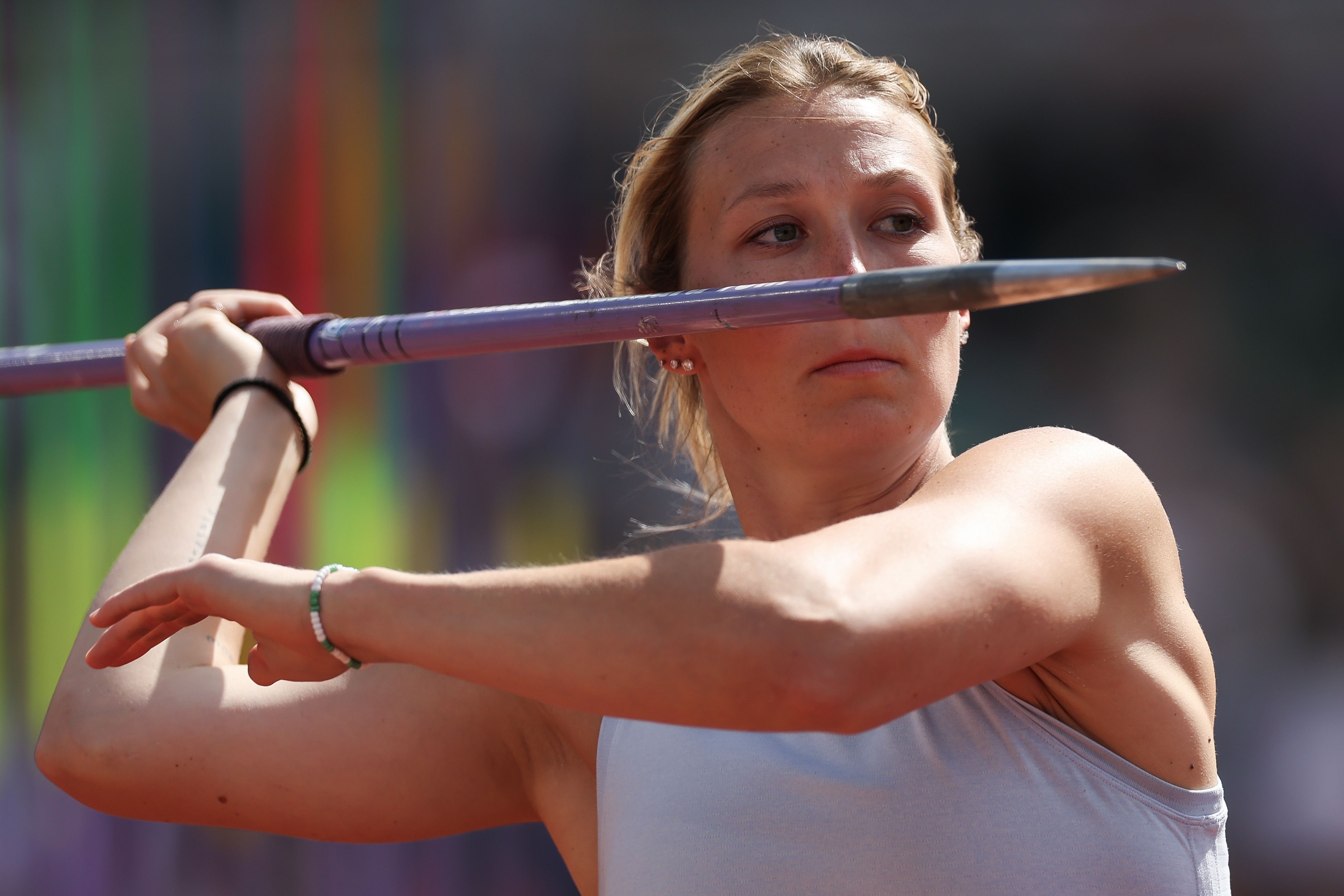 Madison Wiltrout competes in the women's javelin final at the trials. Photo: Patrick Smith/Getty Images