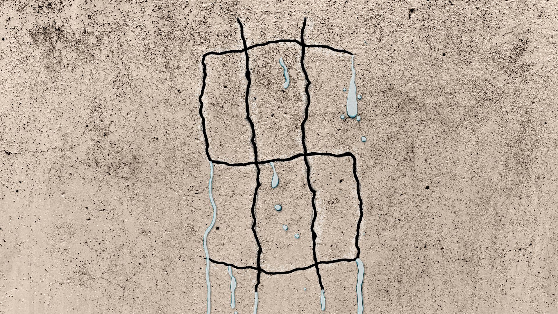 Illustration of a concrete dam wall with water leaking through cracks in the shape of a dollar sign.