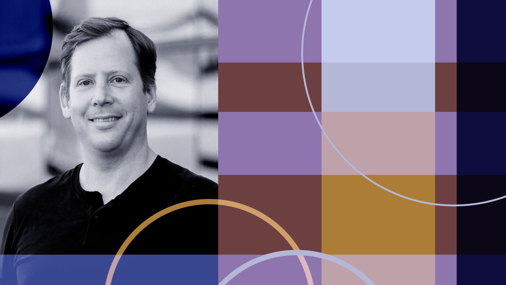 Photo illustration of Billy Libby and abstract shapes.