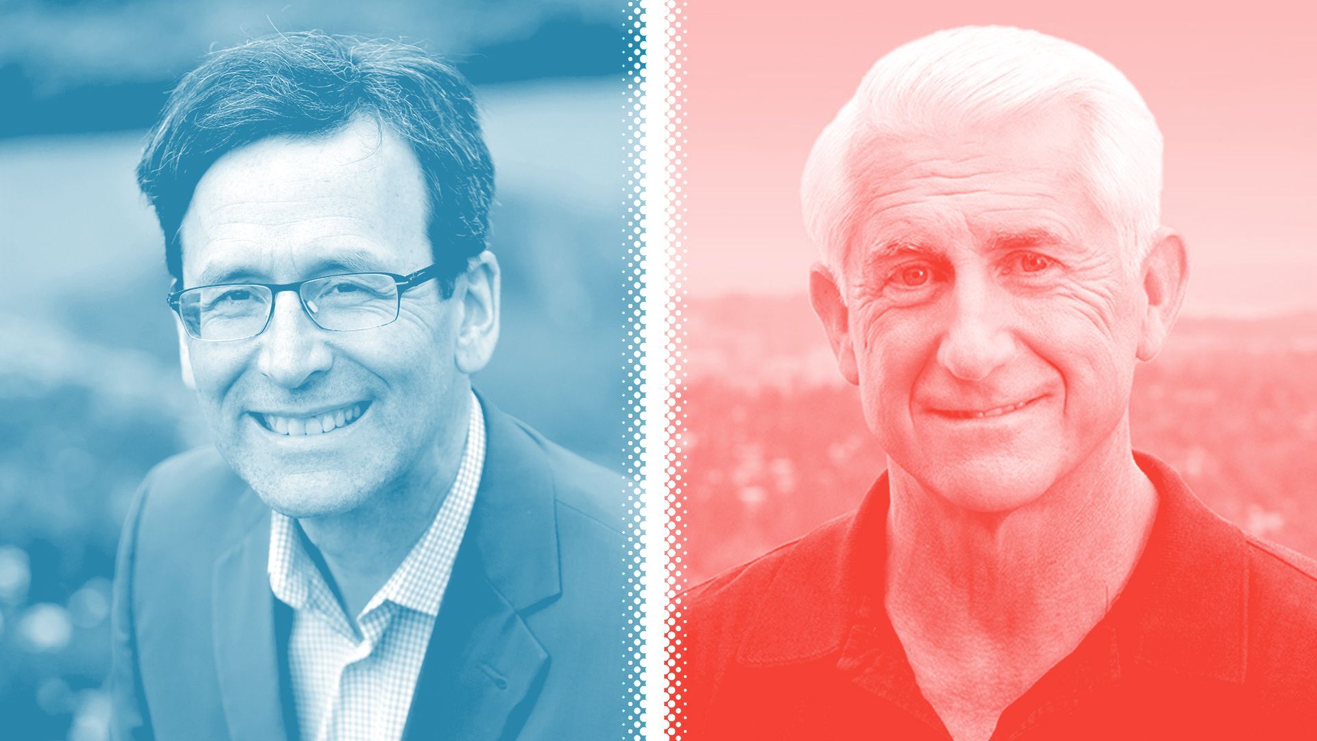 Photo illustration of Bob Ferguson and Dave Reichert.