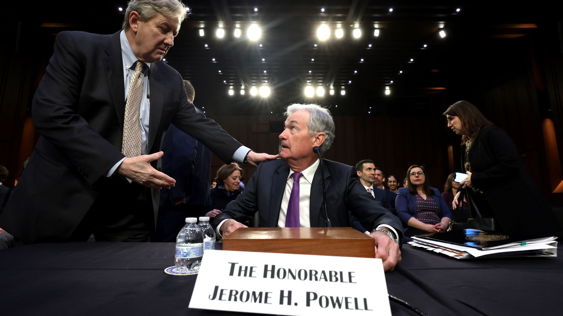 Senator John Kennedy with Fed chair Jerome Powell